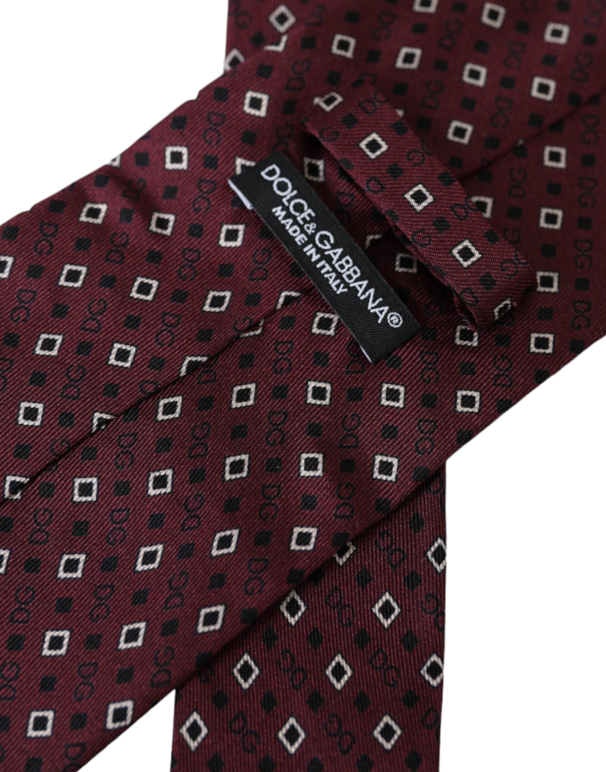 Dolce & Gabbana Maroon Siden Märkeslogotyp Justerbar Herrslips