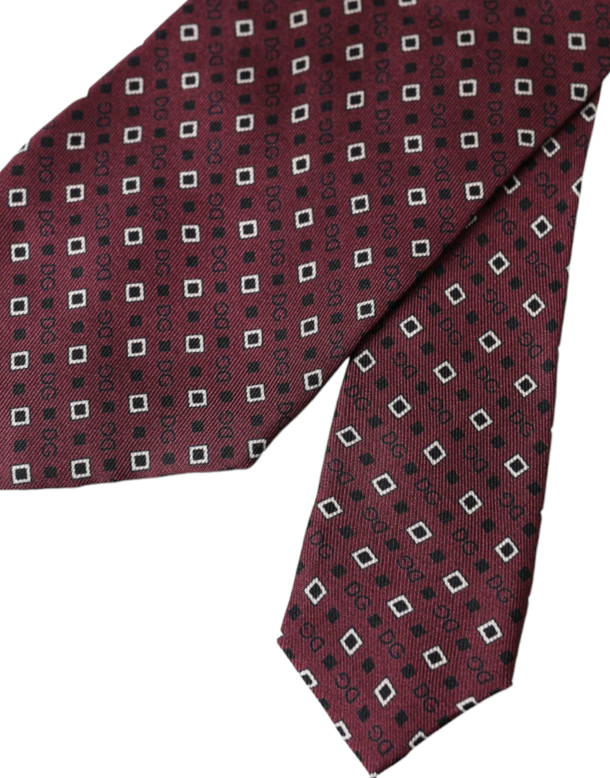 Dolce & Gabbana Maroon Siden Märkeslogotyp Justerbar Herrslips