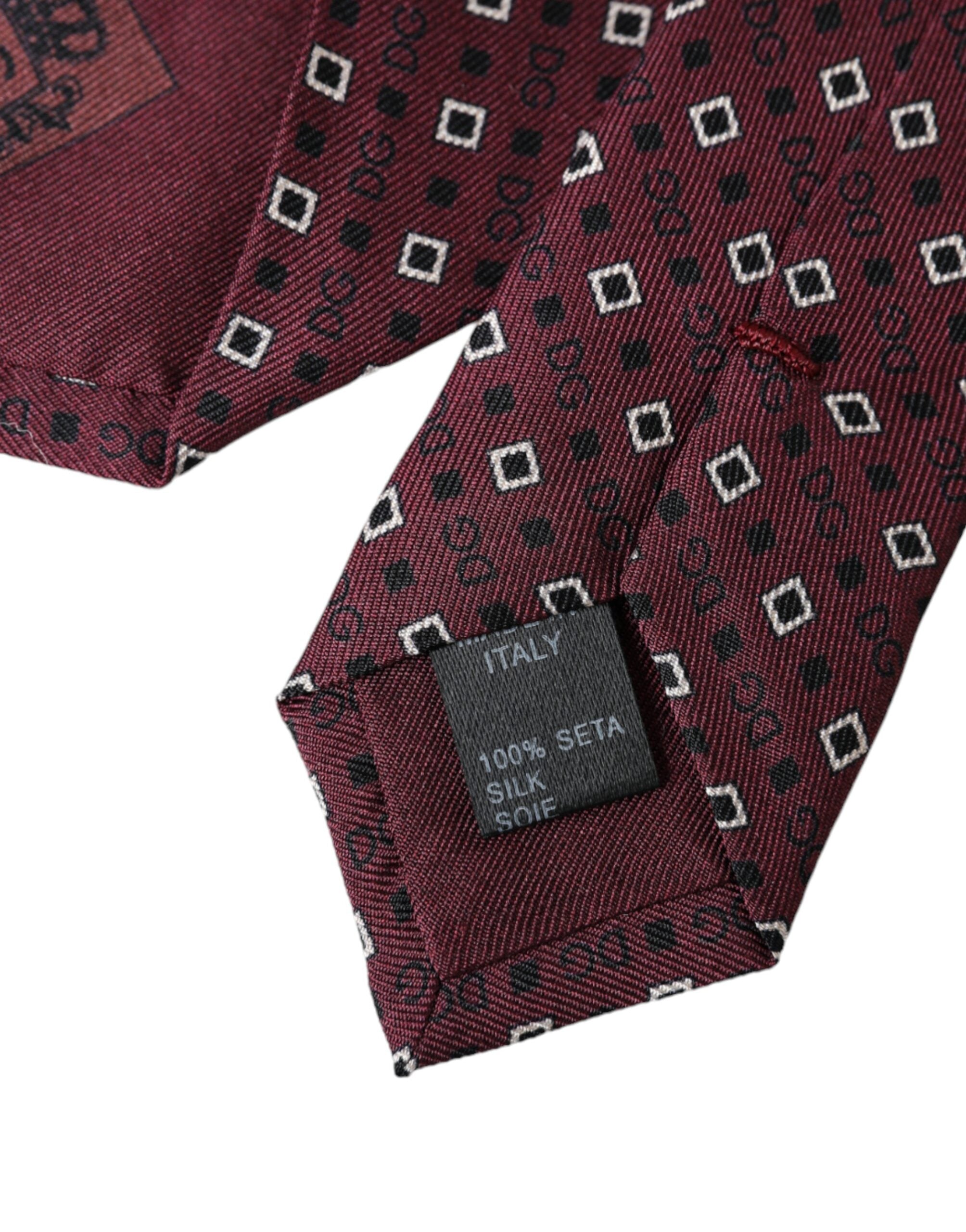 Dolce & Gabbana Maroon Siden Märkeslogotyp Justerbar Herrslips