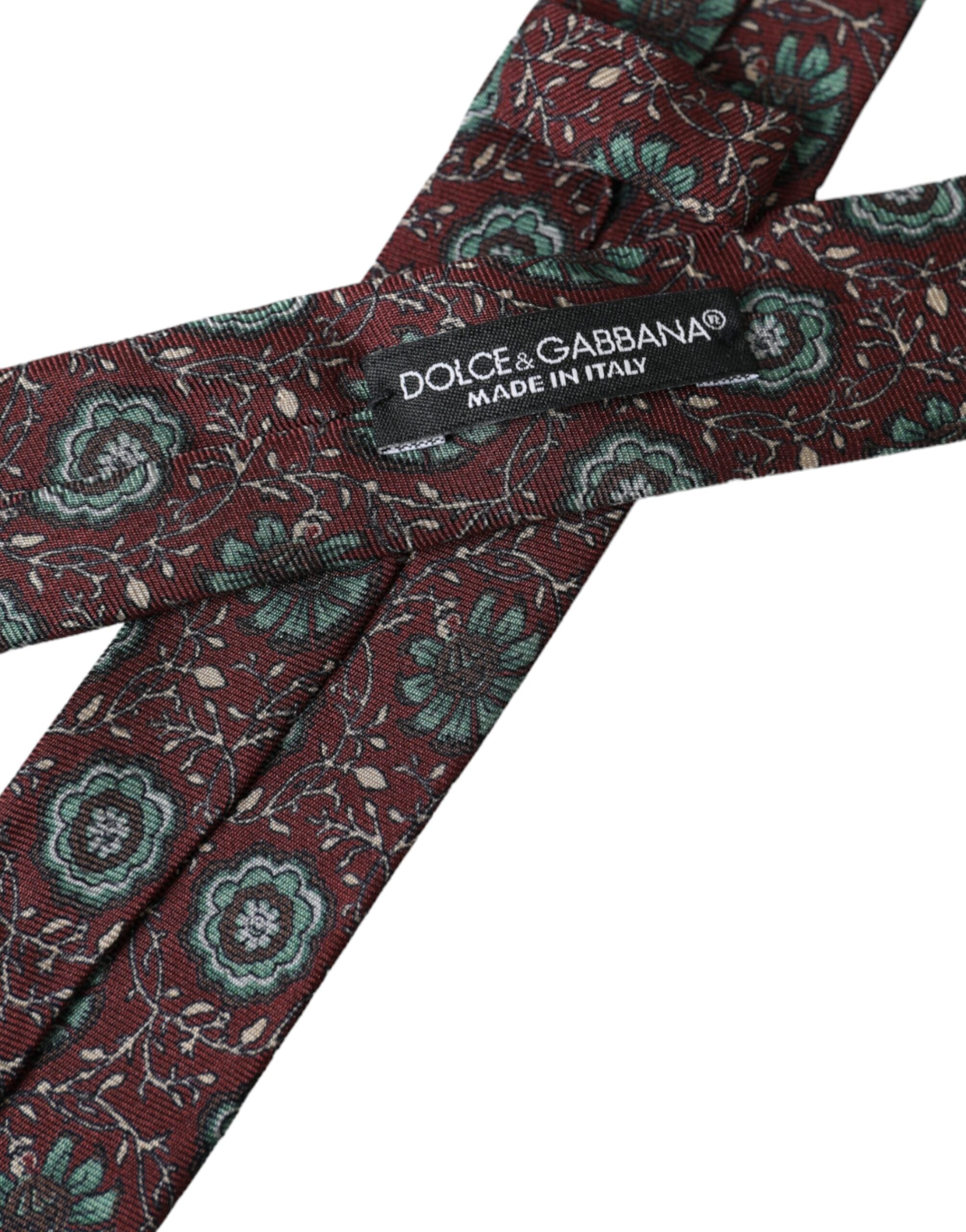 Dolce & Gabbana Rödbrun Blommig 100% Siden Justerbar Herrslips