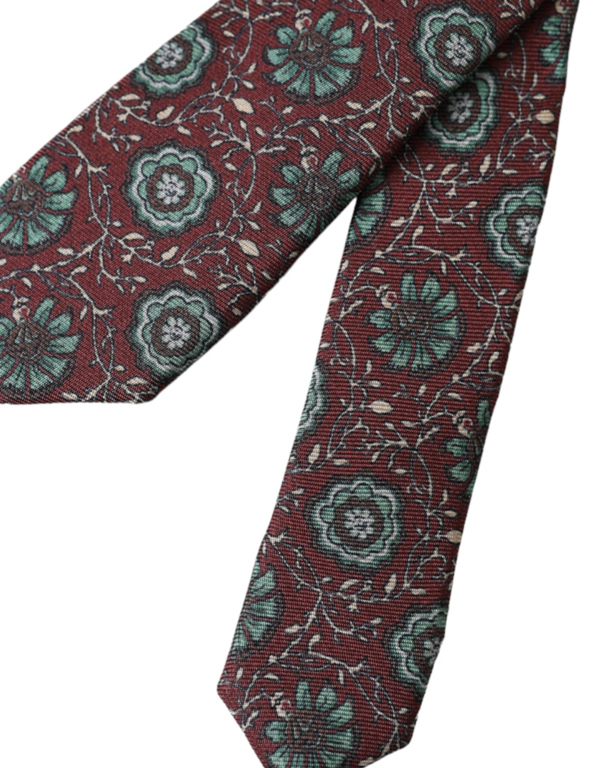 Dolce & Gabbana Rödbrun Blommig 100% Siden Justerbar Herrslips