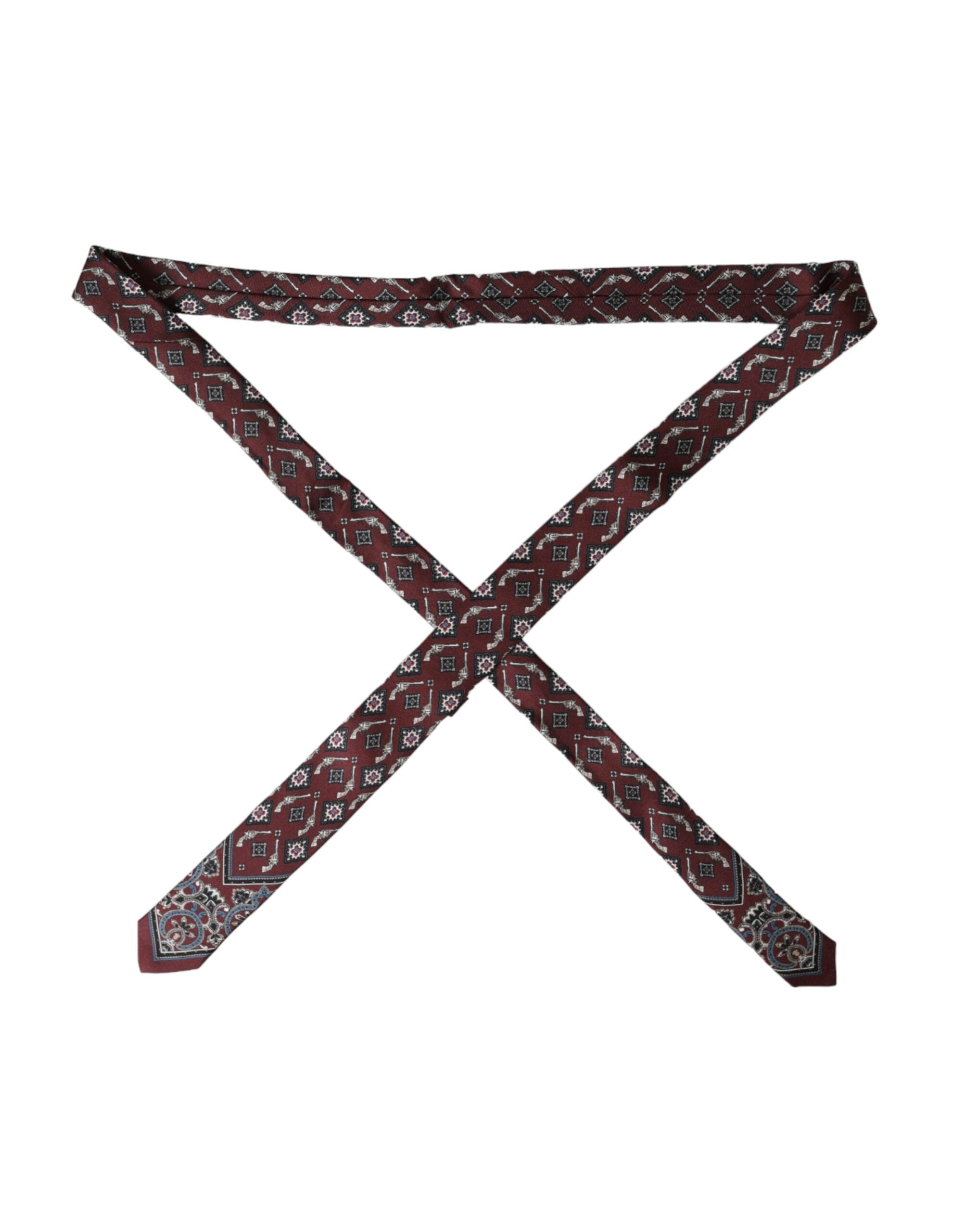 Dolce & Gabbana Bordeaux Mönstrad Justerbar Slips Herr 100% Siden
