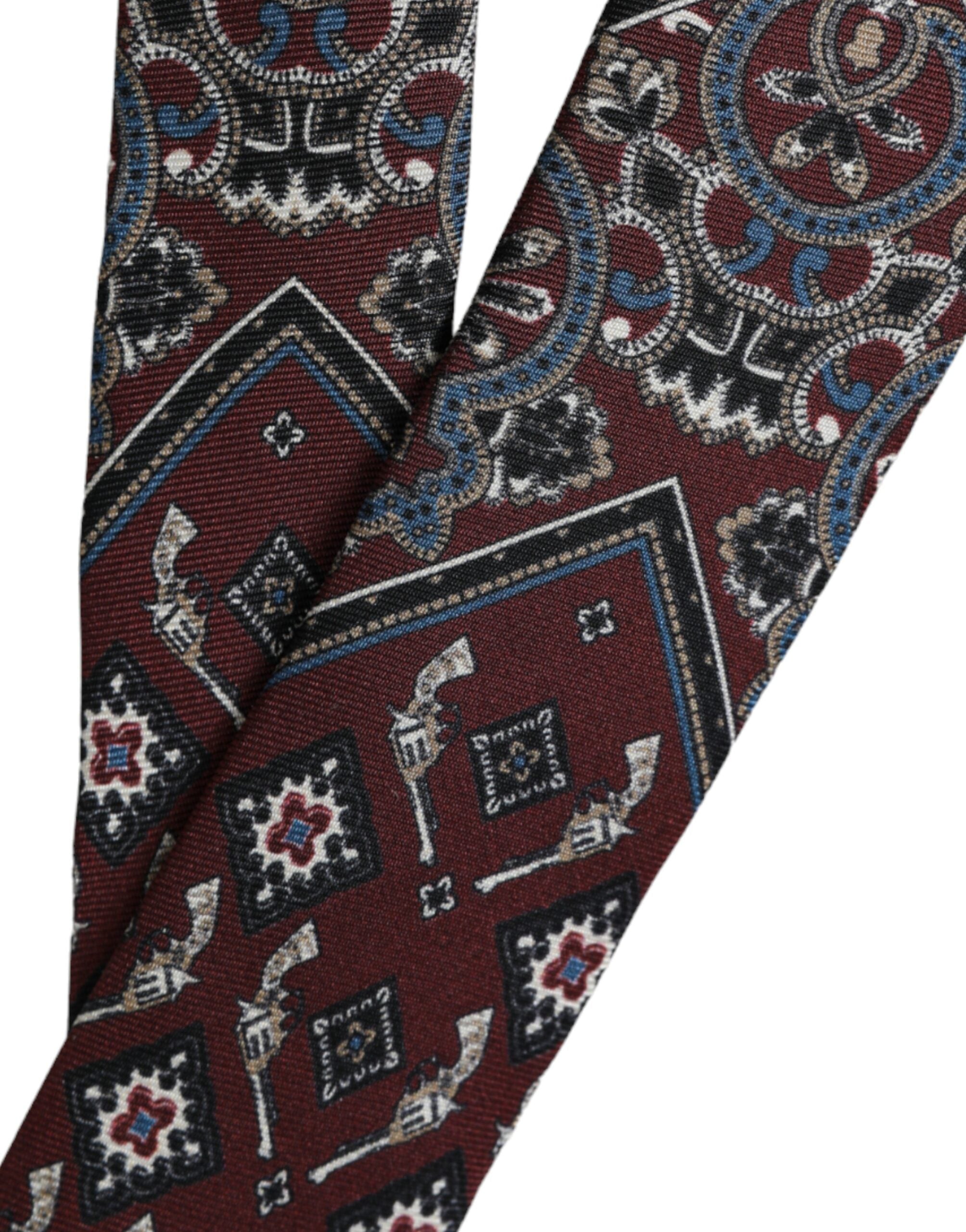 Dolce & Gabbana Bordeaux Mönstrad Justerbar Slips Herr 100% Siden
