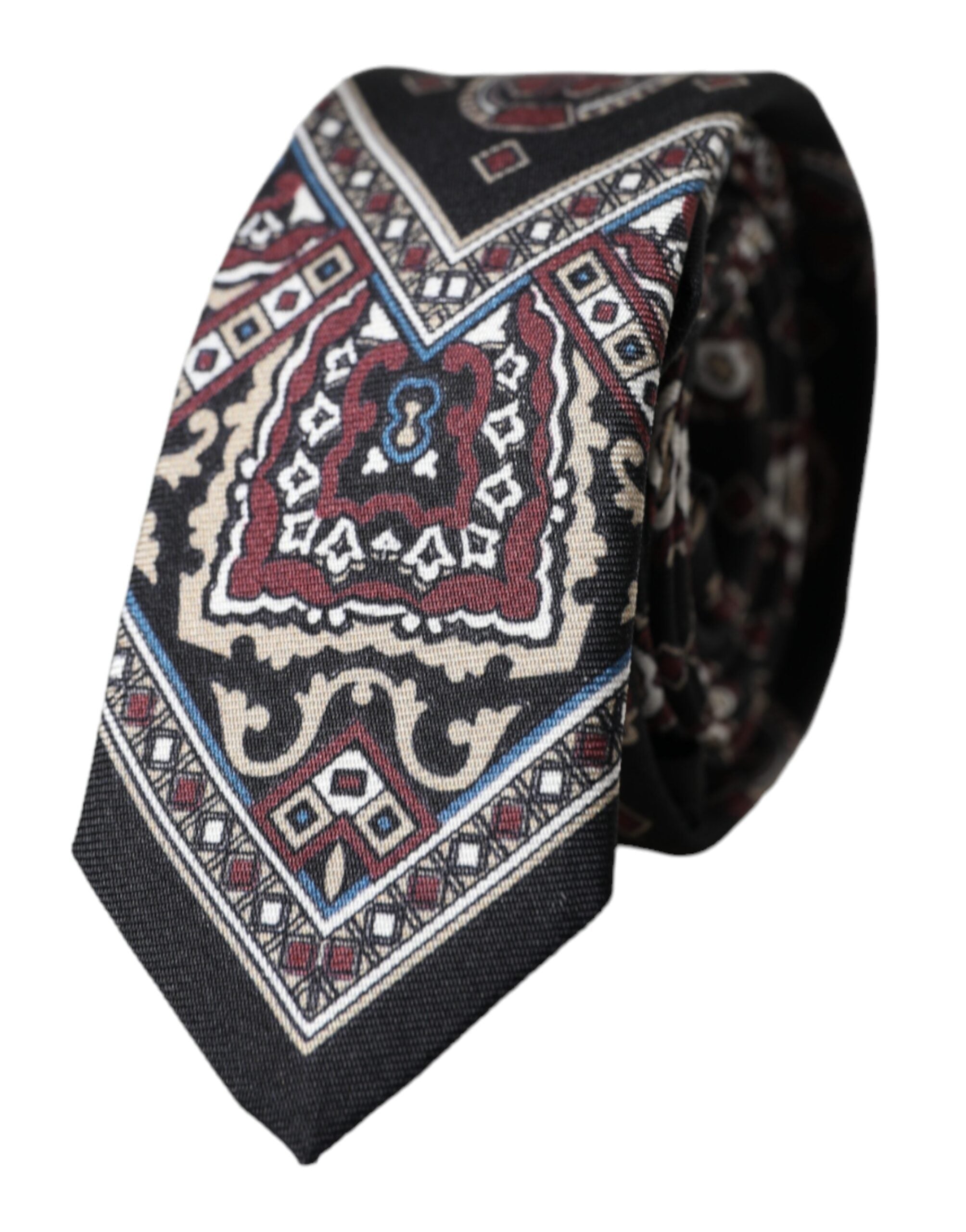 Dolce & Gabbana Svart Tryckt Justerbar Slips Herr 100% Siden