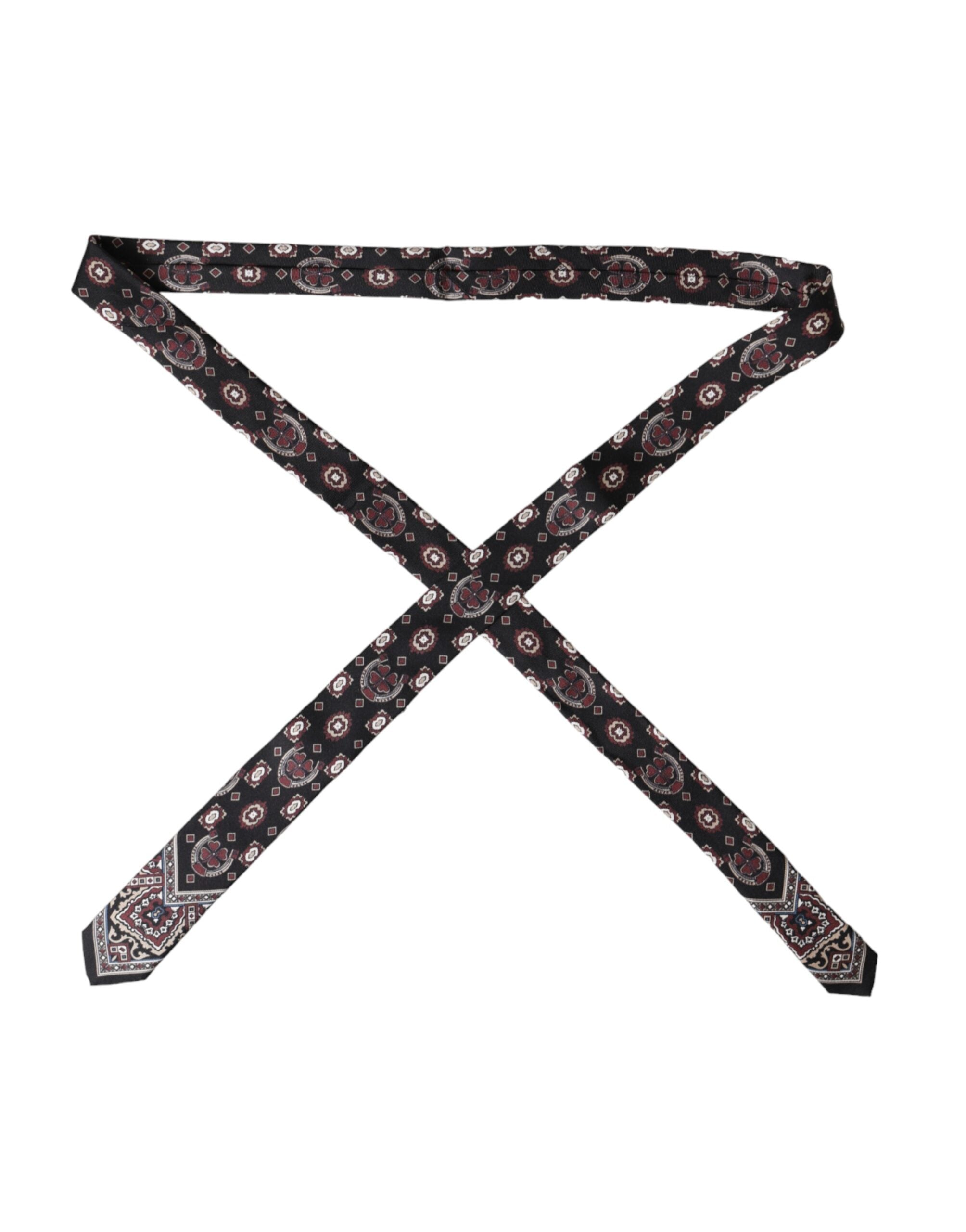 Dolce & Gabbana Svart Tryckt Justerbar Slips Herr 100% Siden