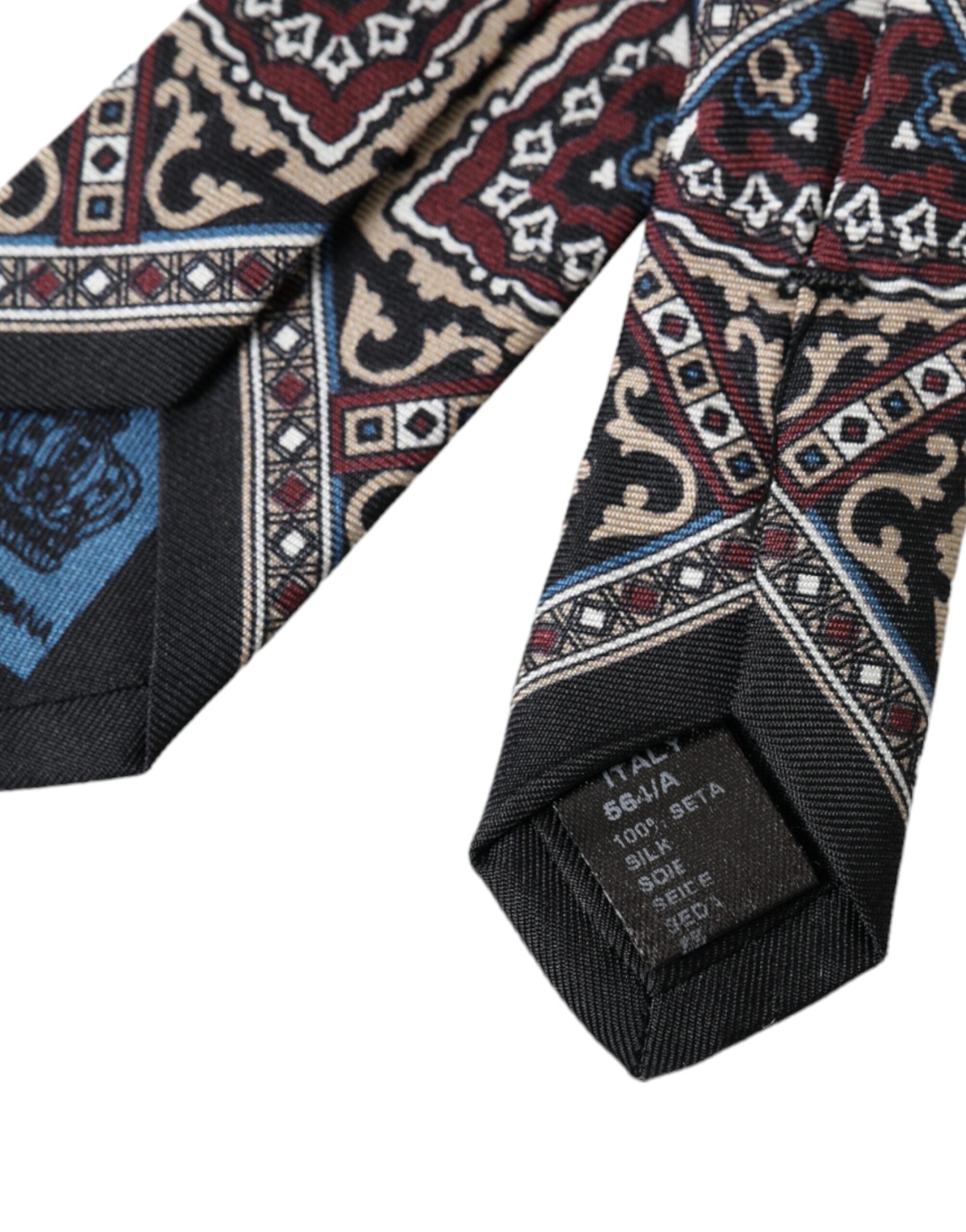 Dolce & Gabbana Svart Tryckt Justerbar Slips Herr 100% Siden
