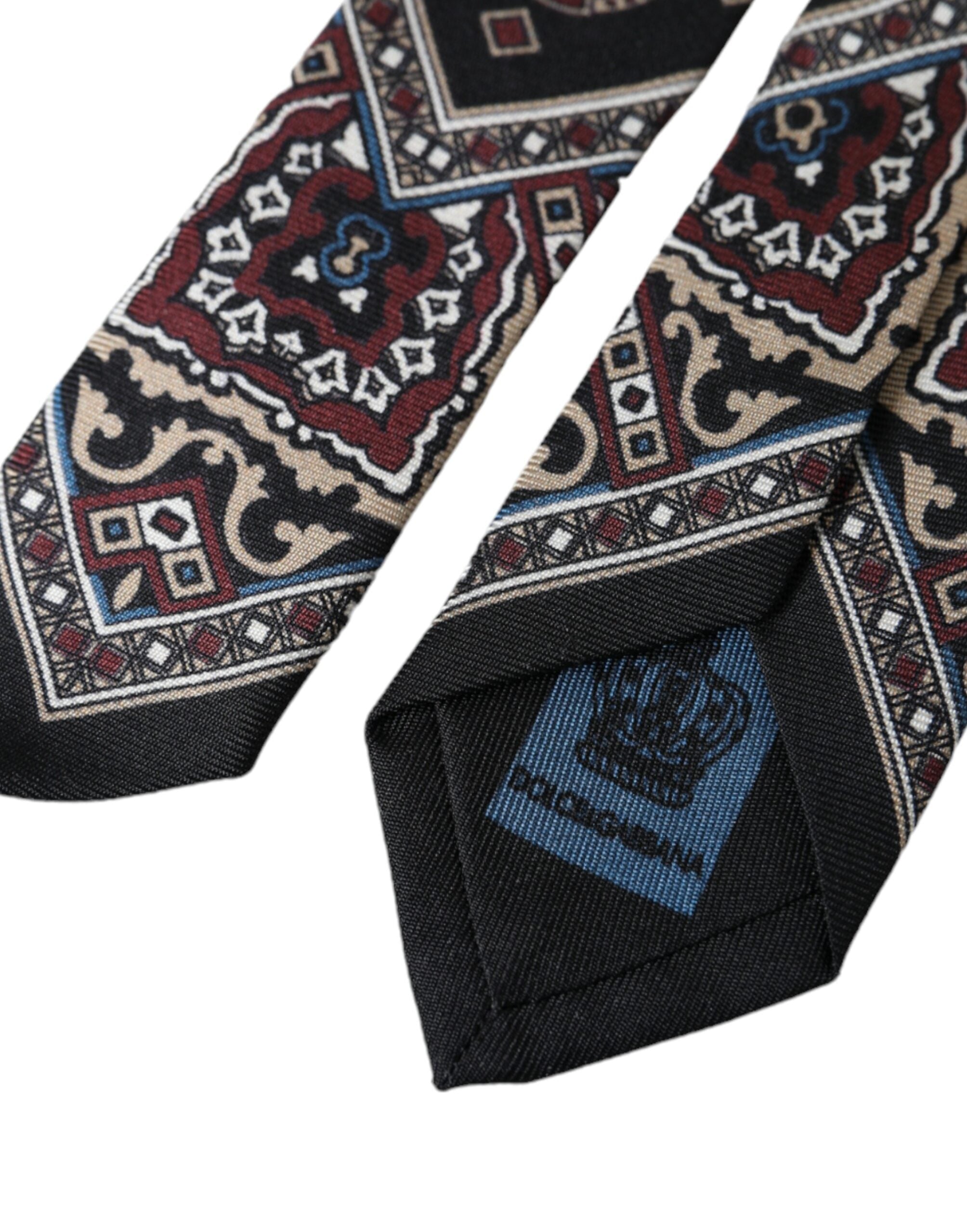 Dolce & Gabbana Svart Tryckt Justerbar Slips Herr 100% Siden