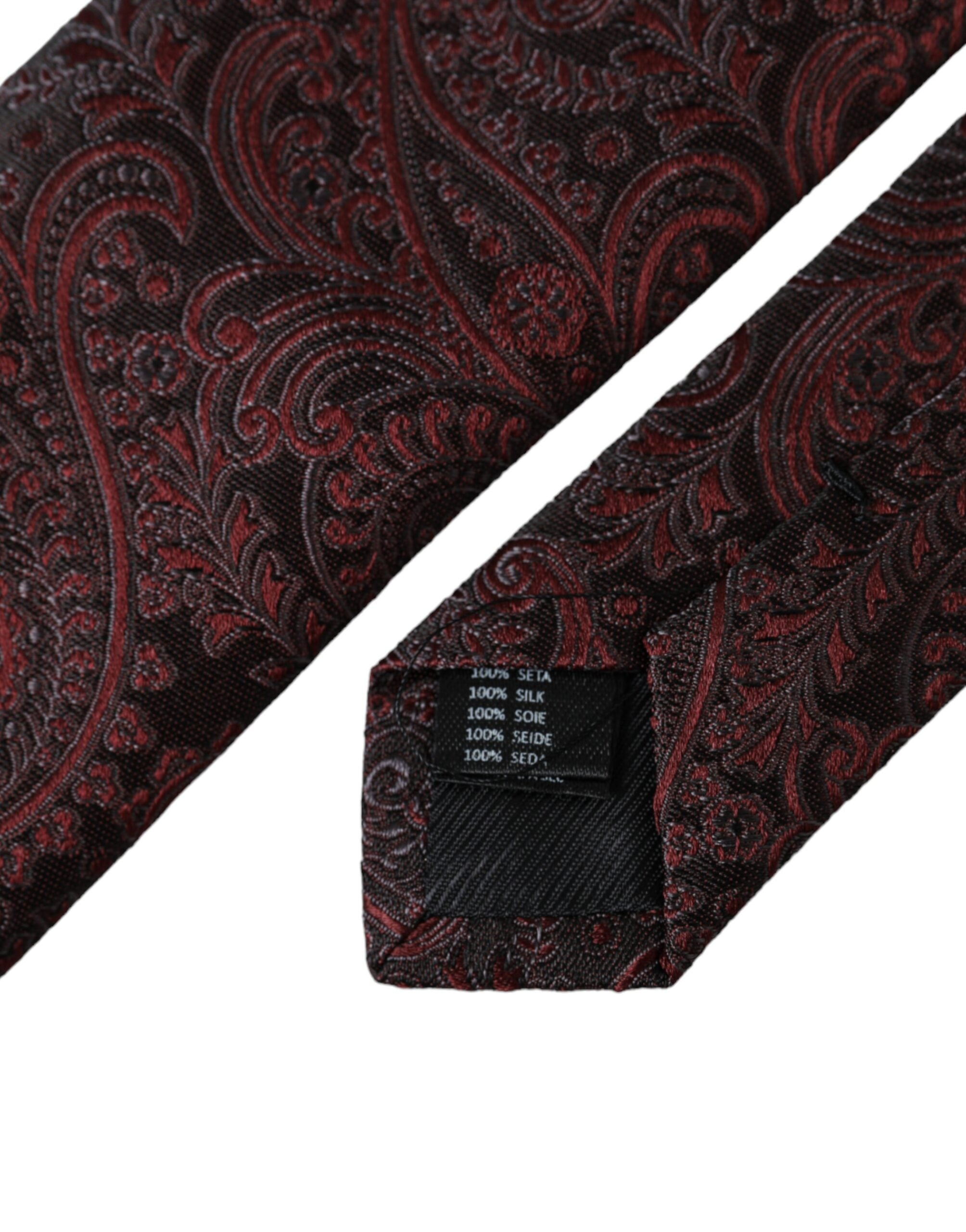 Dolce & Gabbana Bordeaux Mönstrad Siden Justerbar Herrslips
