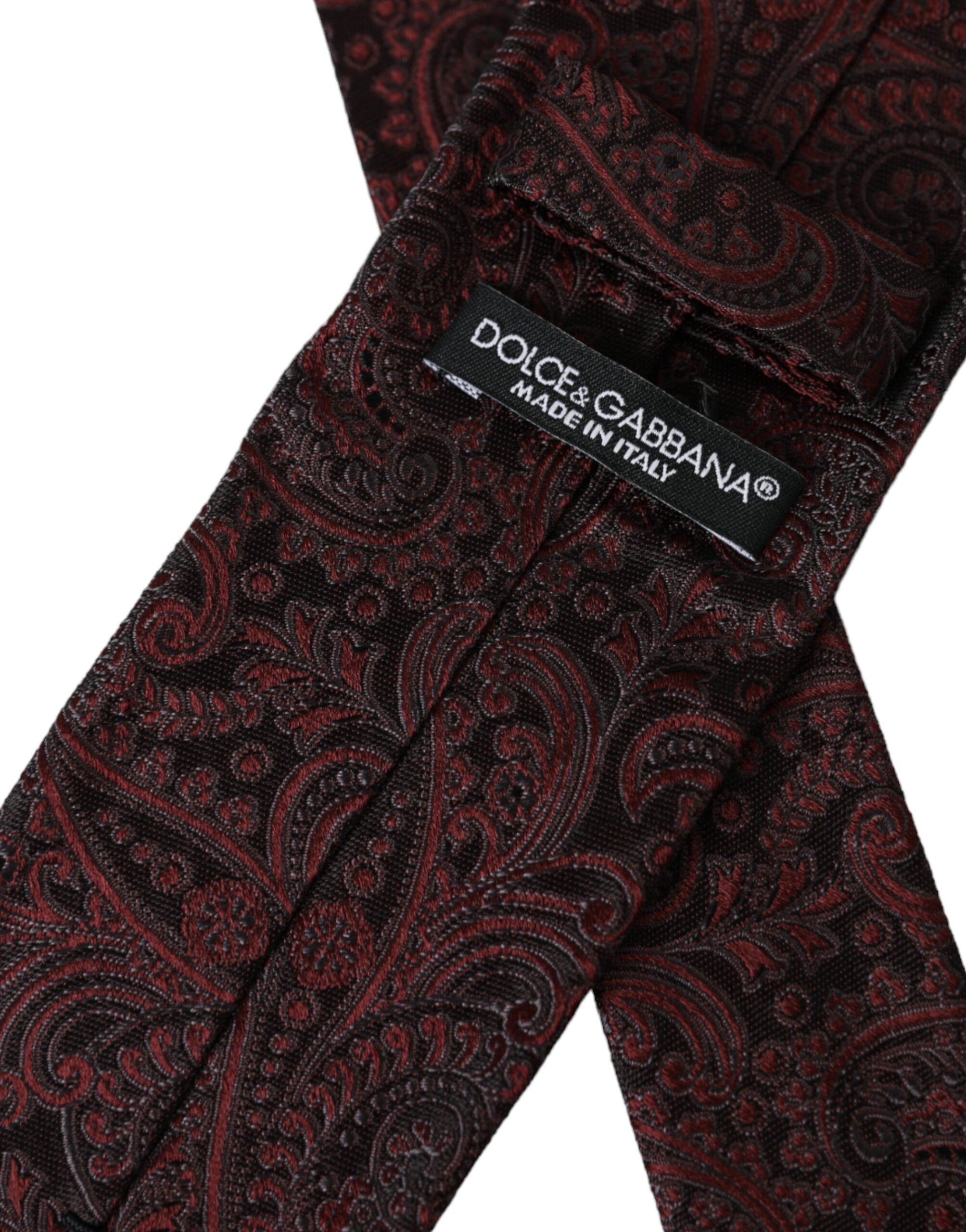 Dolce & Gabbana Bordeaux Mönstrad Siden Justerbar Herrslips
