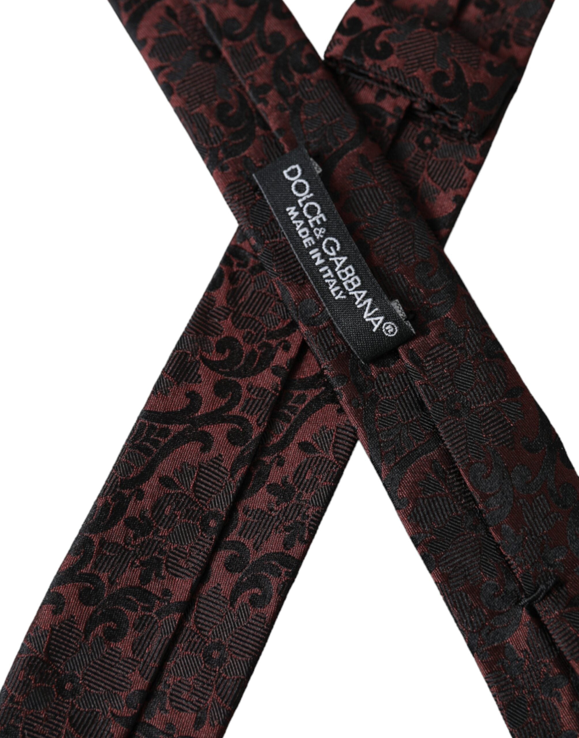 Dolce & Gabbana Maroon Floral Fantasy Justerbar Sidenslips Herr