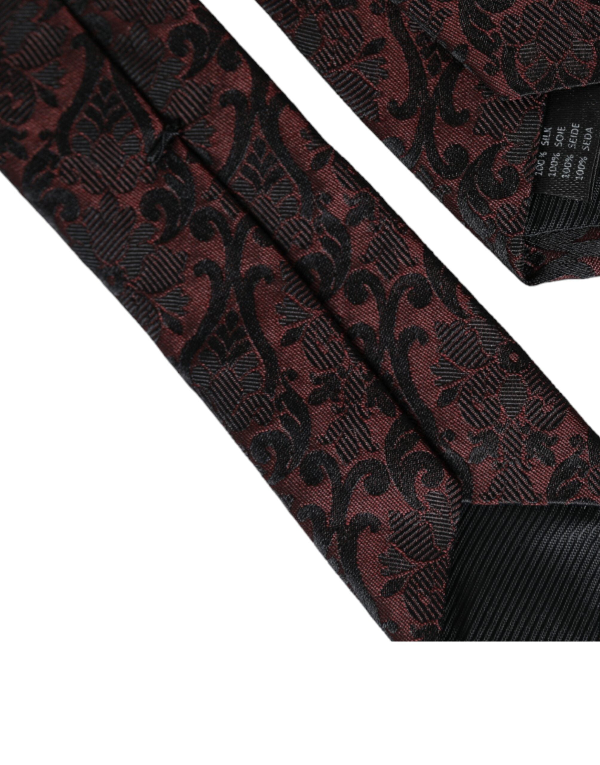 Dolce & Gabbana Maroon Floral Fantasy Justerbar Sidenslips Herr