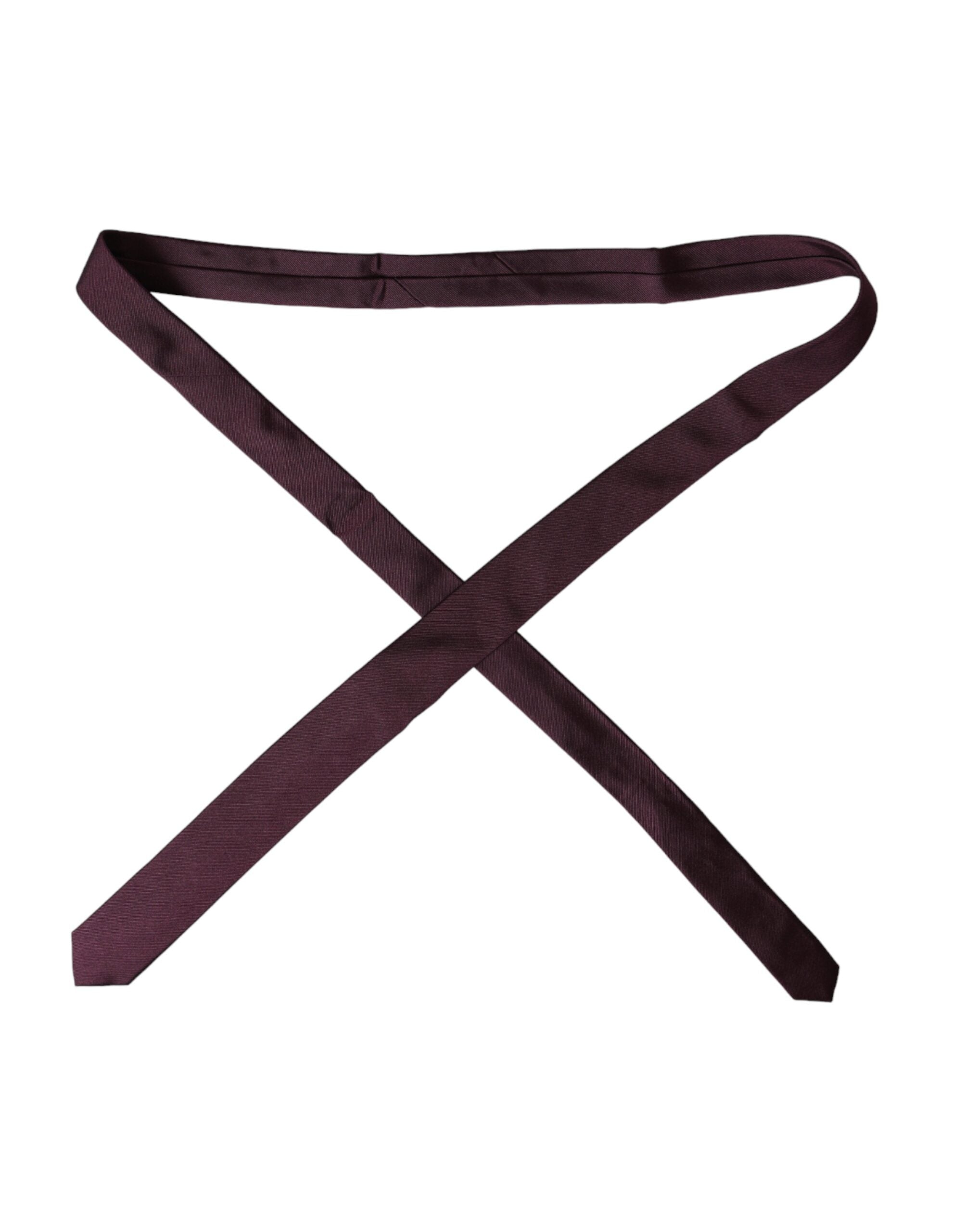 Dolce & Gabbana Bordeaux Enfärgad Justerbar Slips Herr I 100% Siden