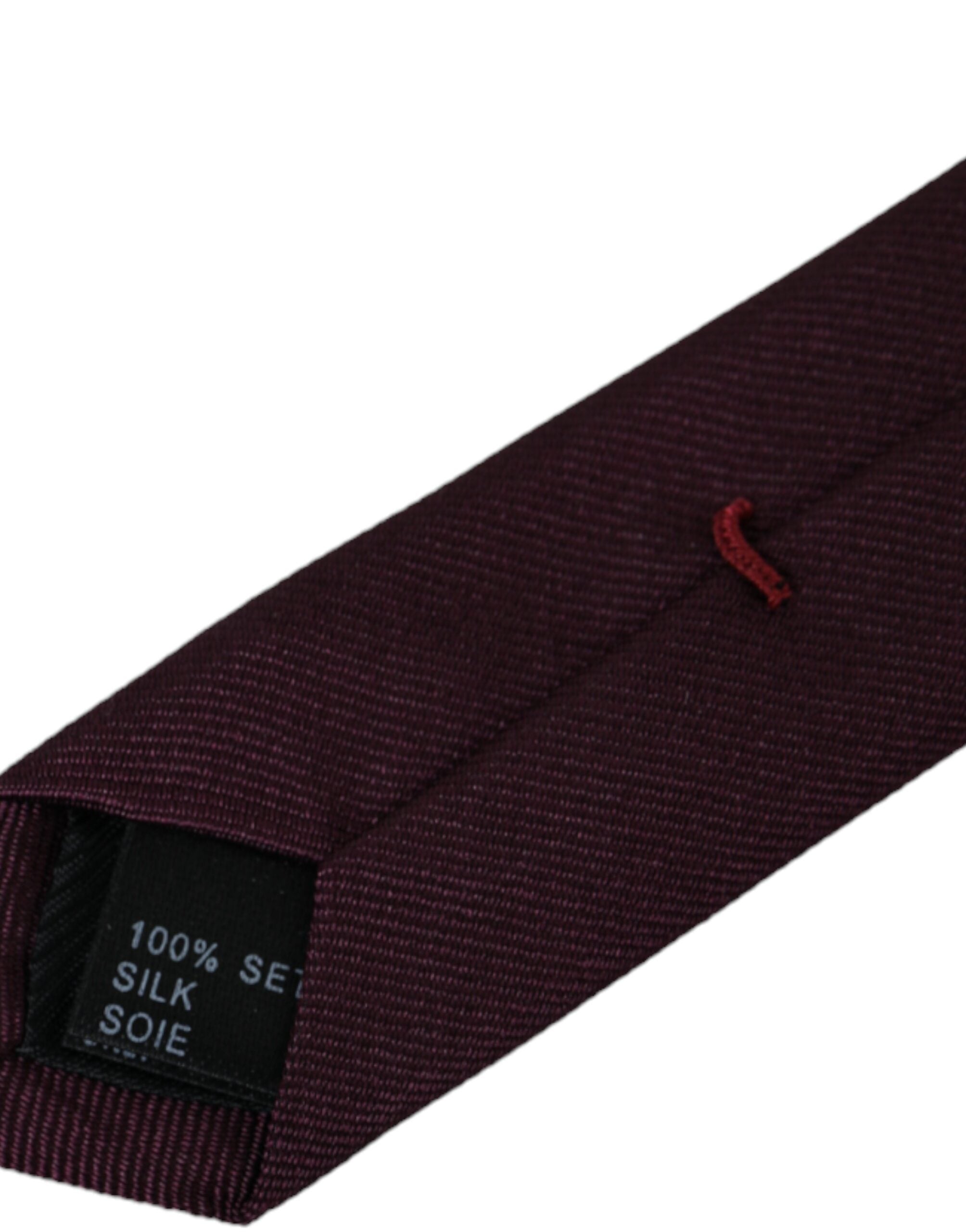Dolce & Gabbana Bordeaux Enfärgad Justerbar Slips Herr I 100% Siden