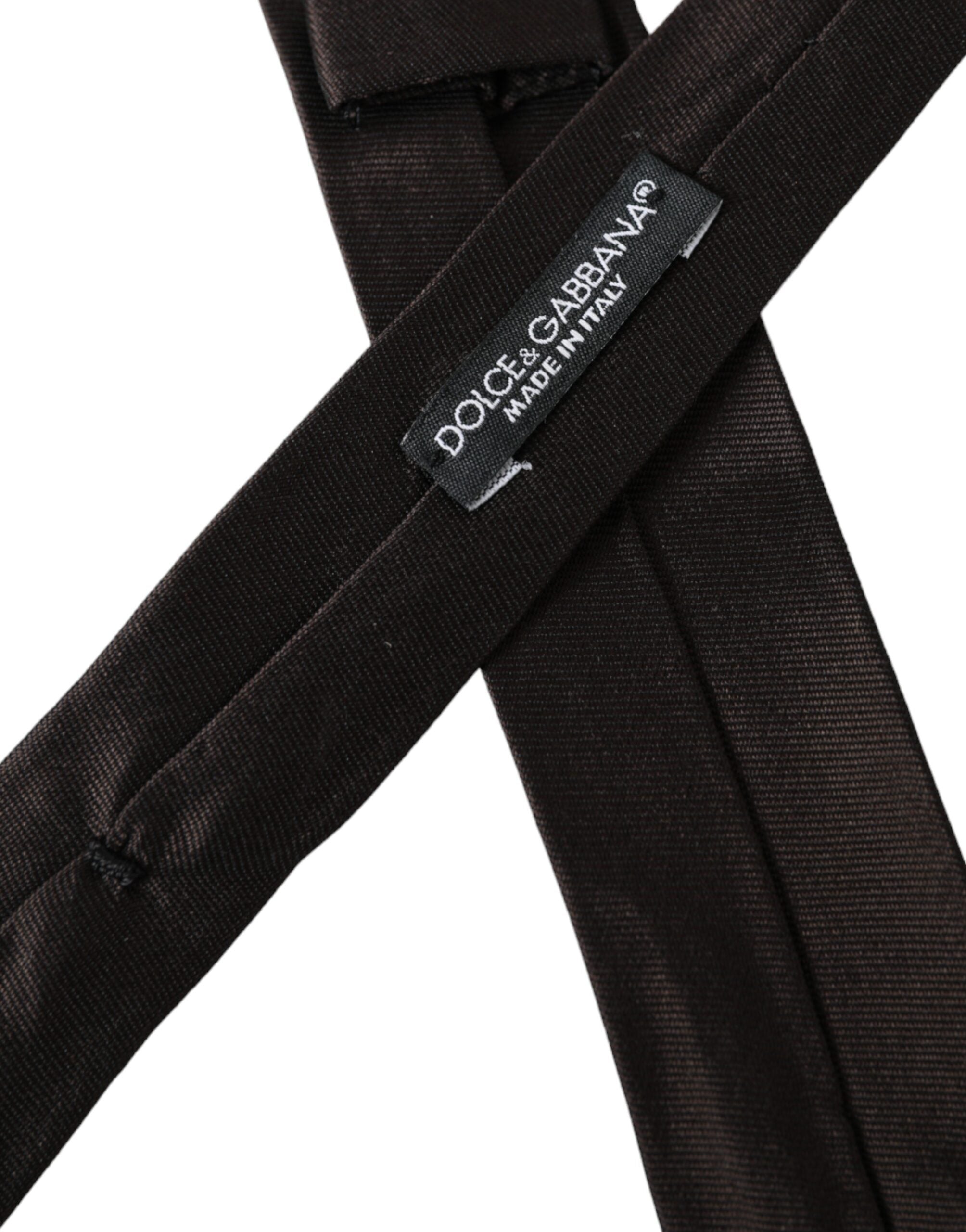 Dolce & Gabbana Brun Enfärgad Justerbar Slips i 100 % Siden