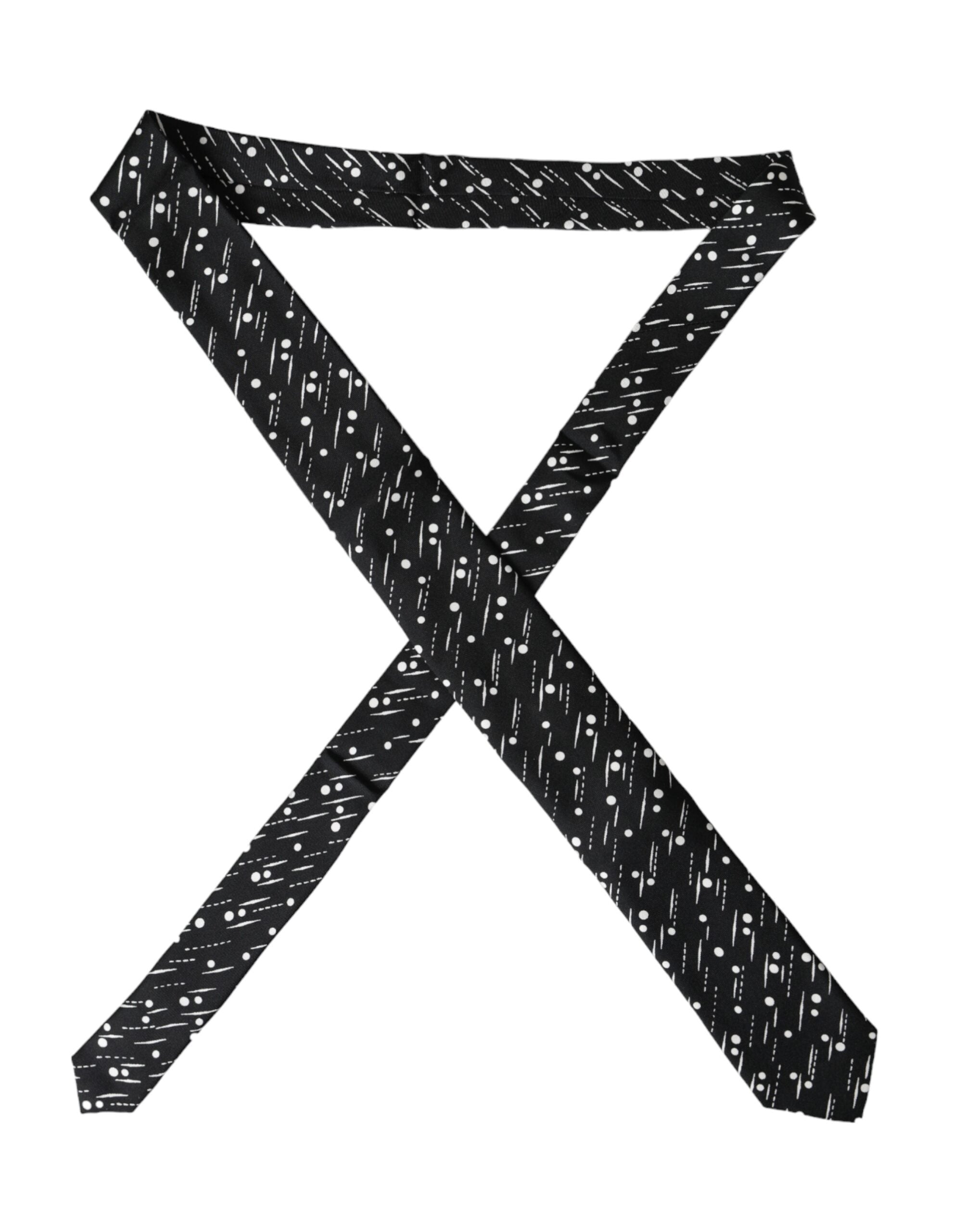 Dolce & Gabbana Svartprickig Justerbar Slips i 100 % Siden