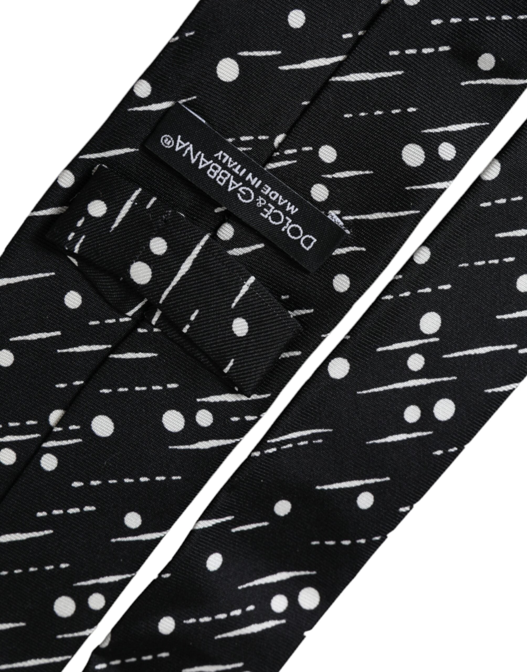 Dolce & Gabbana Svartprickig Justerbar Slips i 100 % Siden