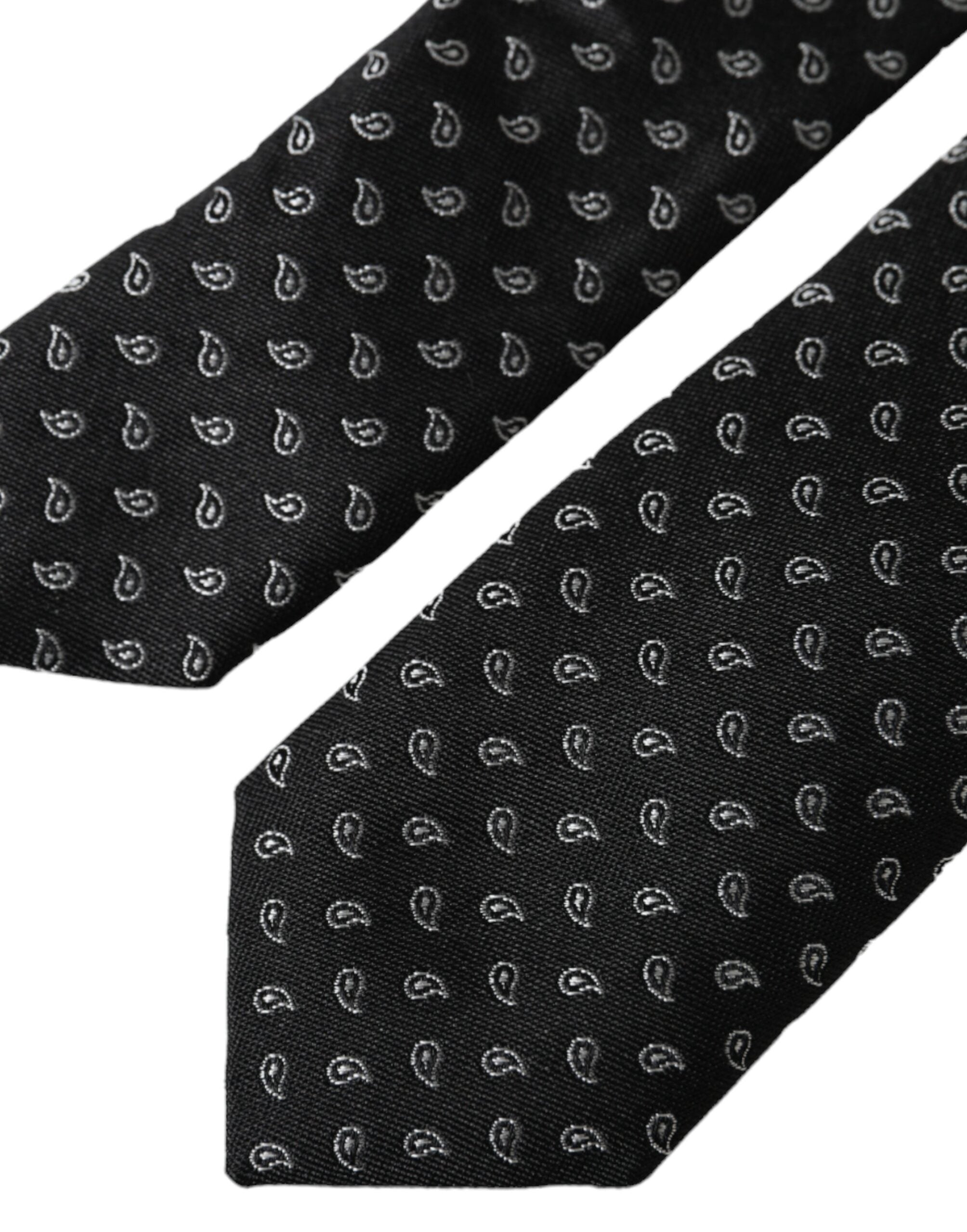 Dolce & Gabbana Svart Jacquardmönstrad Justerbar Sidenslips Herr
