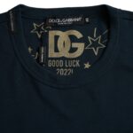 Dolce & Gabbana Mörkblå bomulls-t-shirt med rund hals och korta ärmar