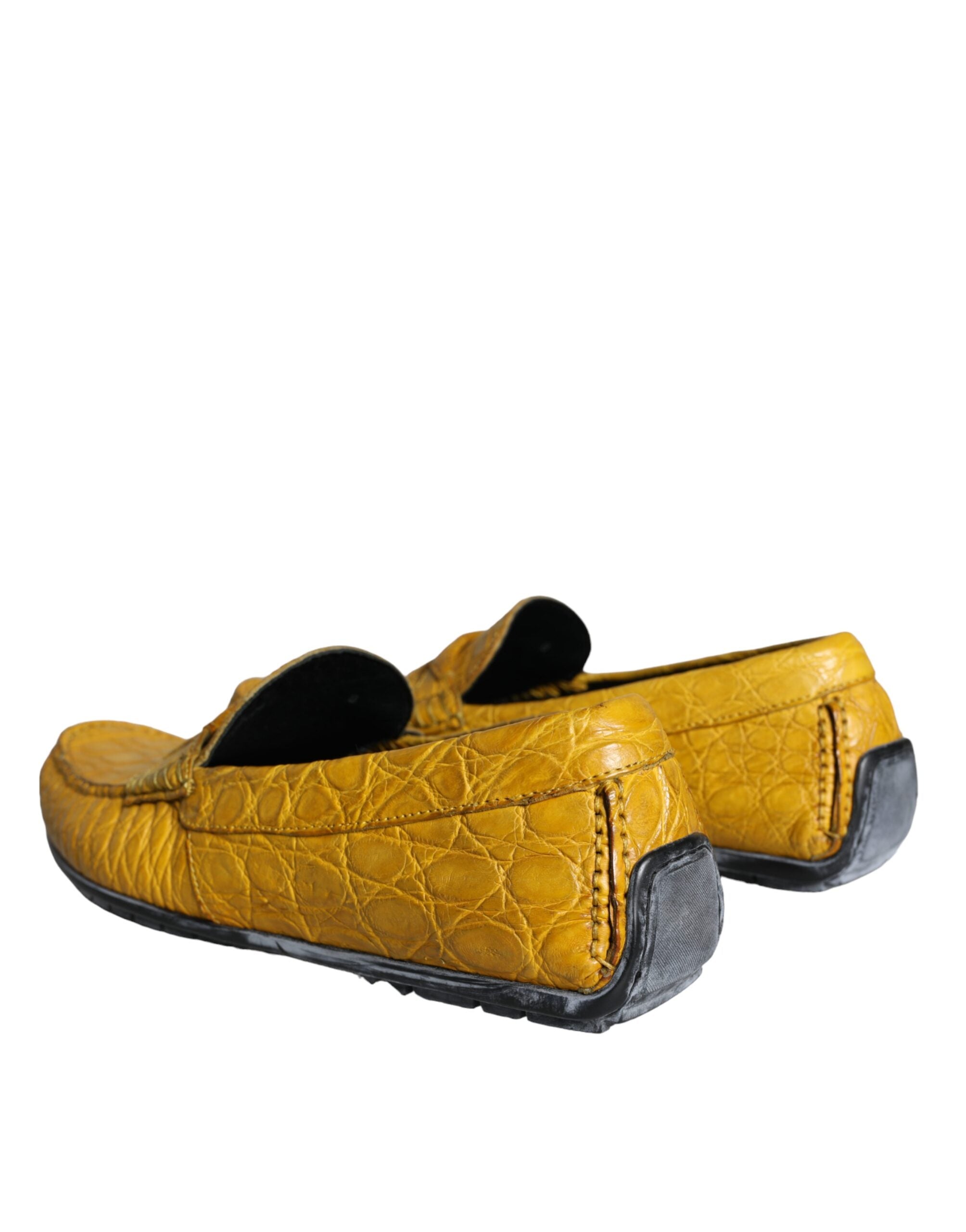 Dolce & Gabbana Gula Läderslip Mocassin Loafers Skor