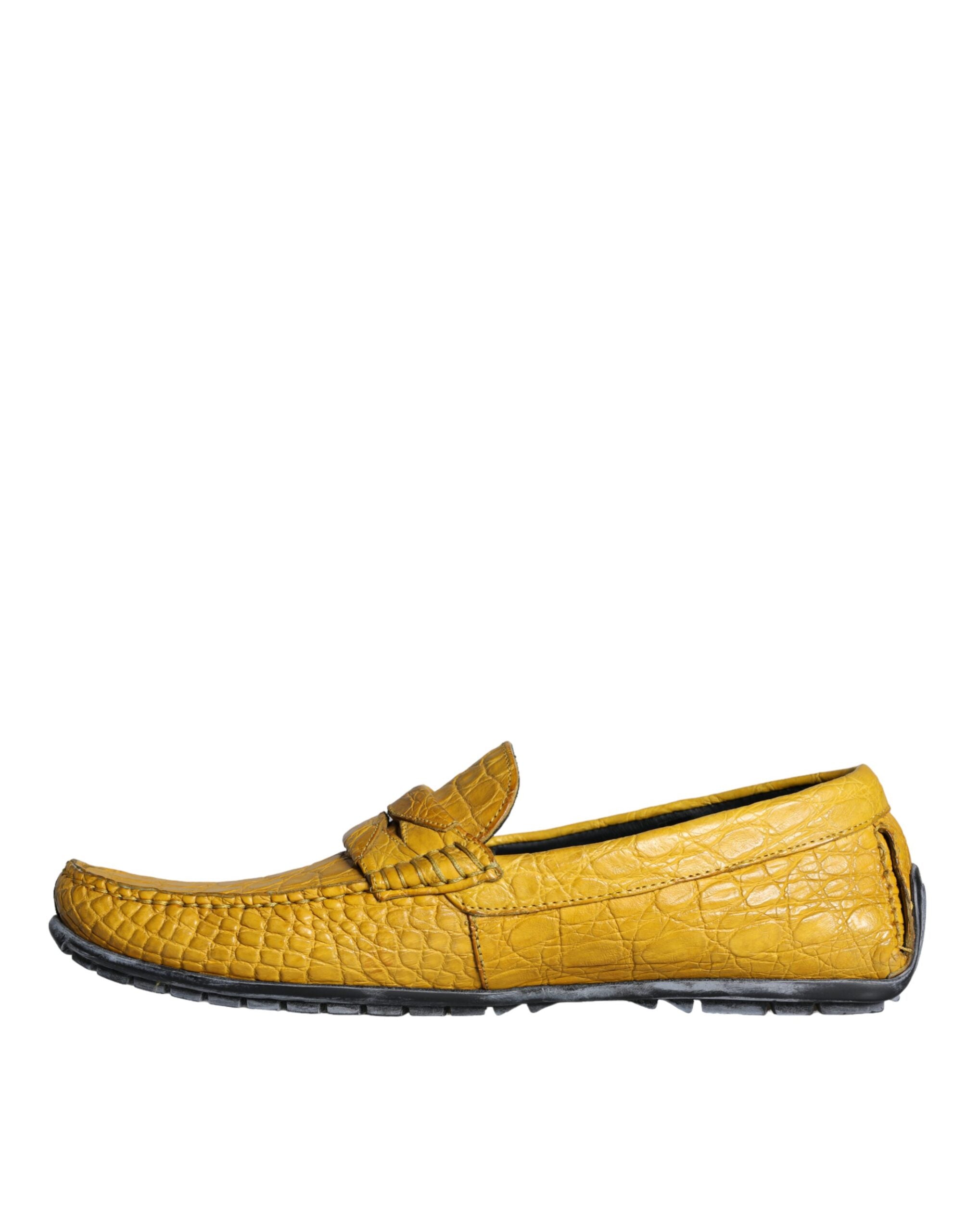 Dolce & Gabbana Gula Läderslip Mocassin Loafers Skor