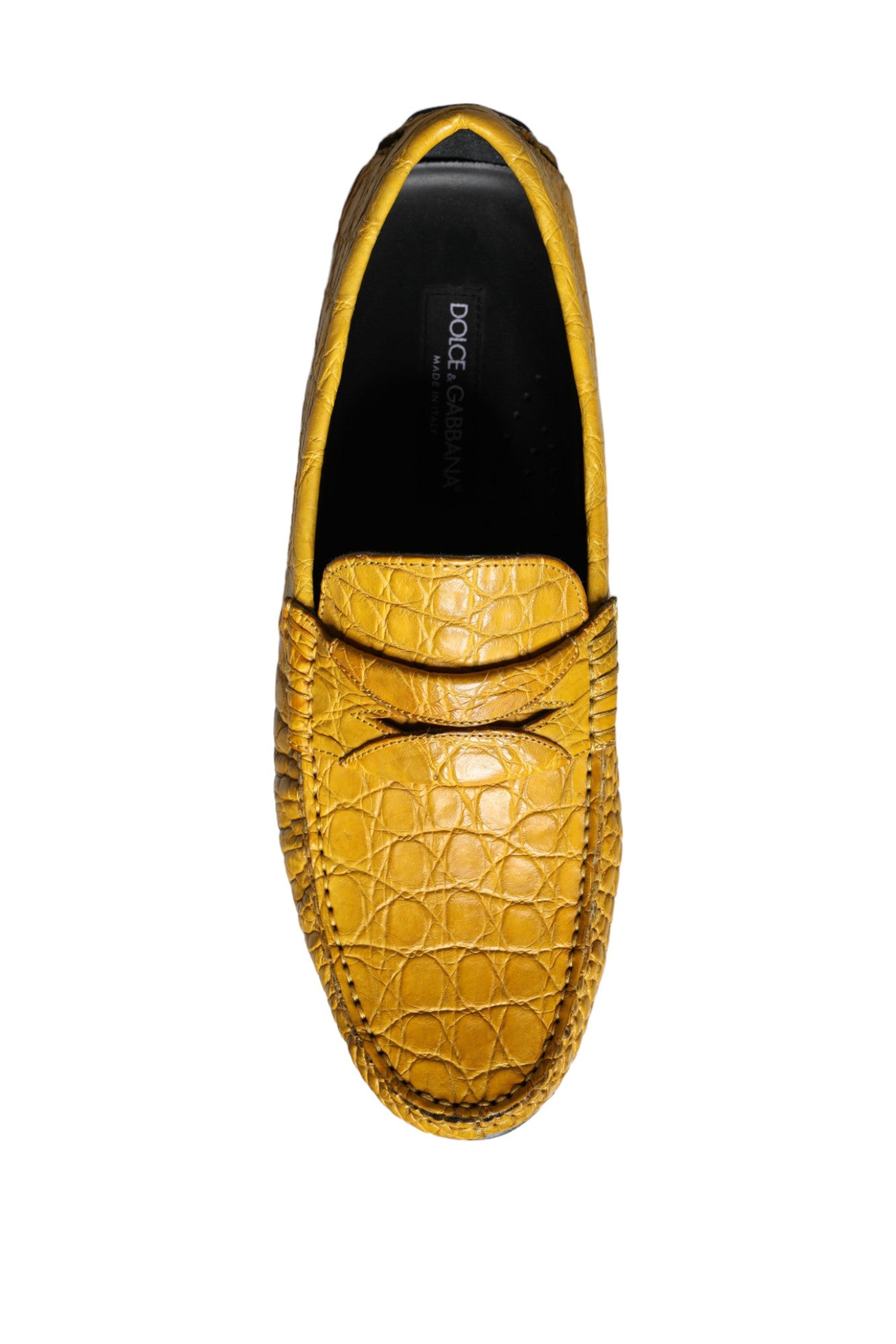 Dolce & Gabbana Gula Läderslip Mocassin Loafers Skor