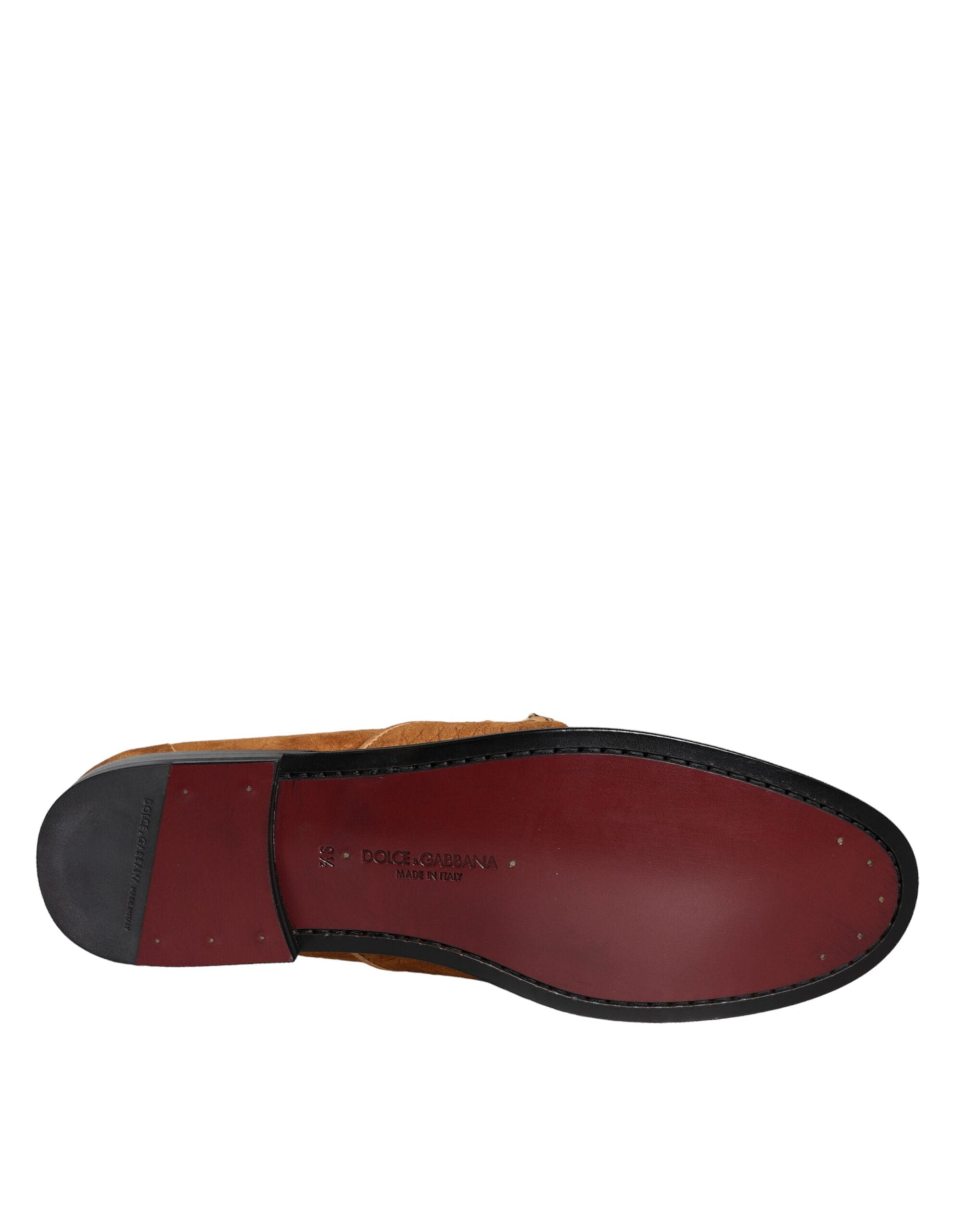 Dolce & Gabbana Bruna Sammetsläder Mocassin Slip On Skor Med Logotyp