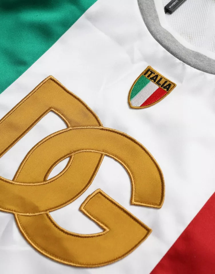 Dolce & Gabbana Vit Grön Ärmlös Topp Italiensk Flagga Korg T-shirt