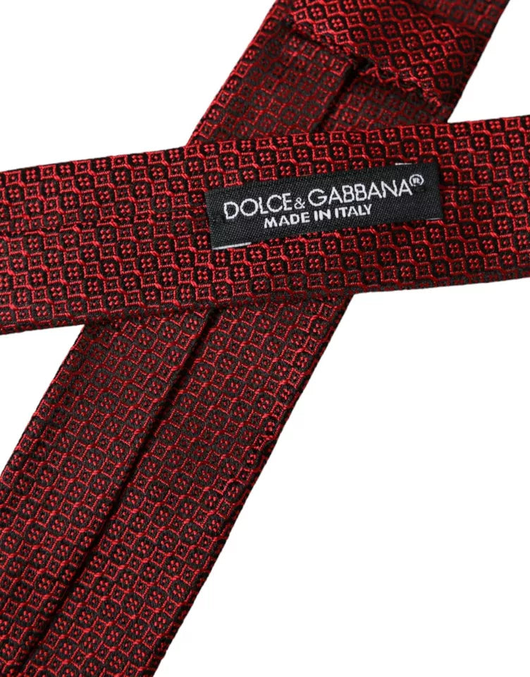 Dolce & Gabbana Röd Mönstrad Justerbar Slips Herr 100% Siden