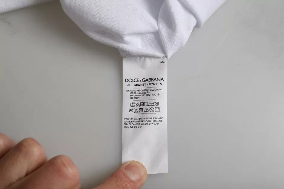Dolce & Gabbana Vit Kamouflage Stjärnor Rund Neck Herr T-shirt