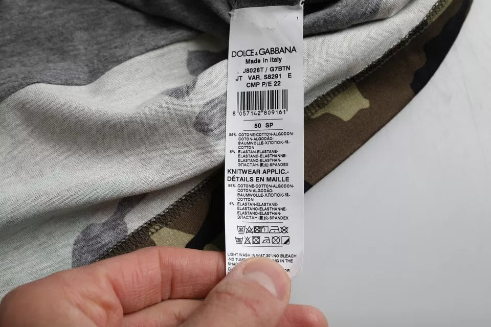 Dolce & Gabbana Flerfärgad Kamouflage Bomull Rund Hals Herr T-shirt