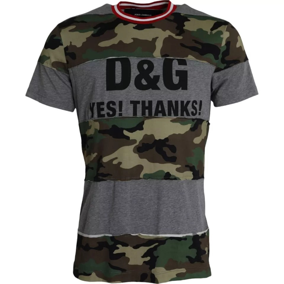 Dolce & Gabbana Flerfärgad Kamouflage Bomull Rund Hals Herr T-shirt