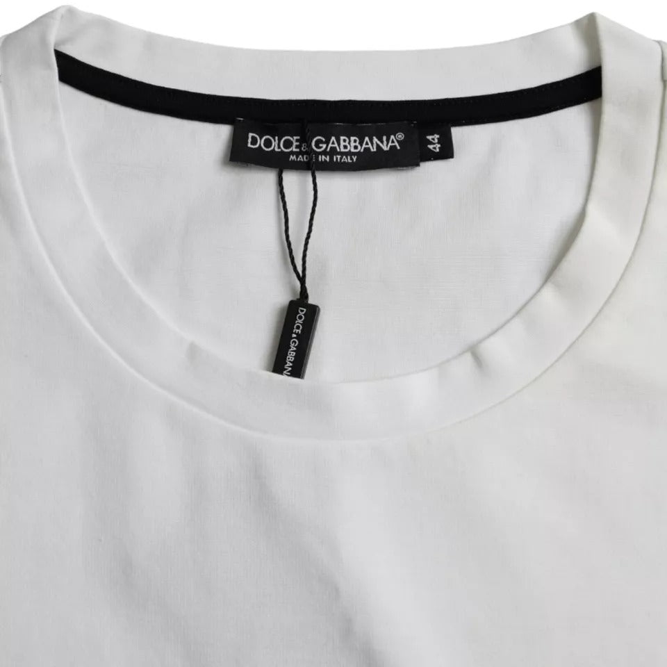 Dolce & Gabbana Vit Röda Läppar Tryckt Bomull Herr T-shirt