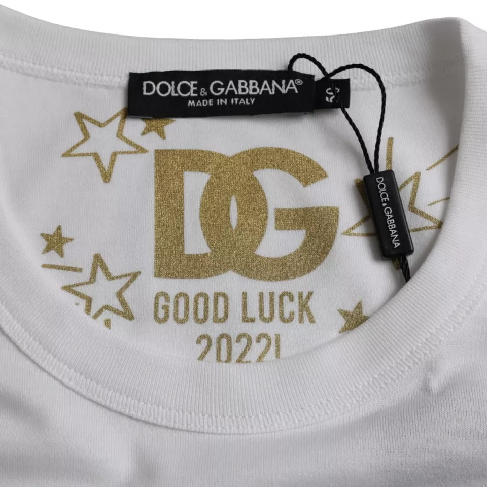 Dolce & Gabbana Vit bomulls-t-shirt med rund hals och korta ärmar