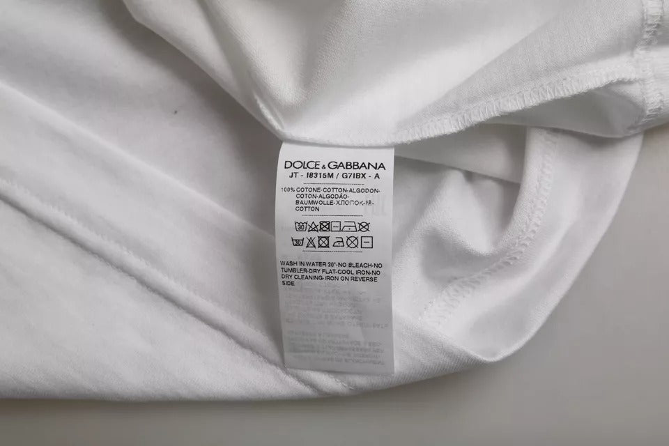 Dolce & Gabbana Vit bomulls-t-shirt med rund hals och korta ärmar