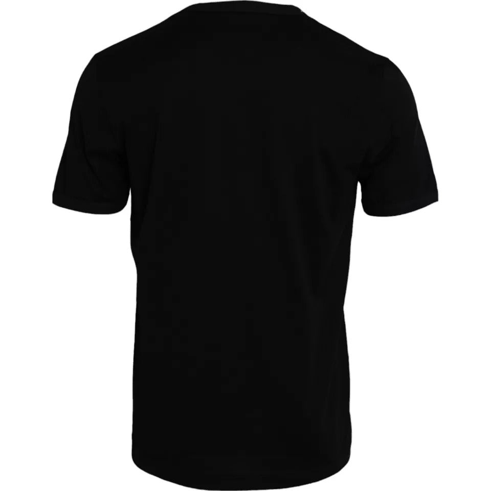 Dolce & Gabbana Svart bomulls-T-shirt med rund hals och korta ärmar för män
