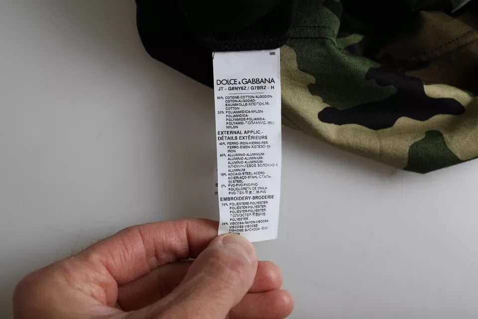 Dolce & Gabbana Flerfärgad Kamouflage Bomull Rund Hals Herr T-shirt