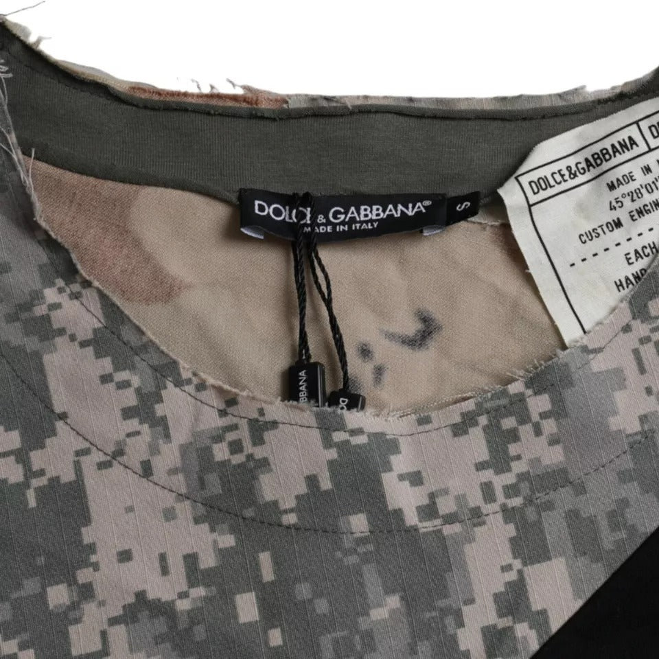 Dolce & Gabbana Flerfärgad Kamouflage Bomull Rund Hals Herr T-shirt