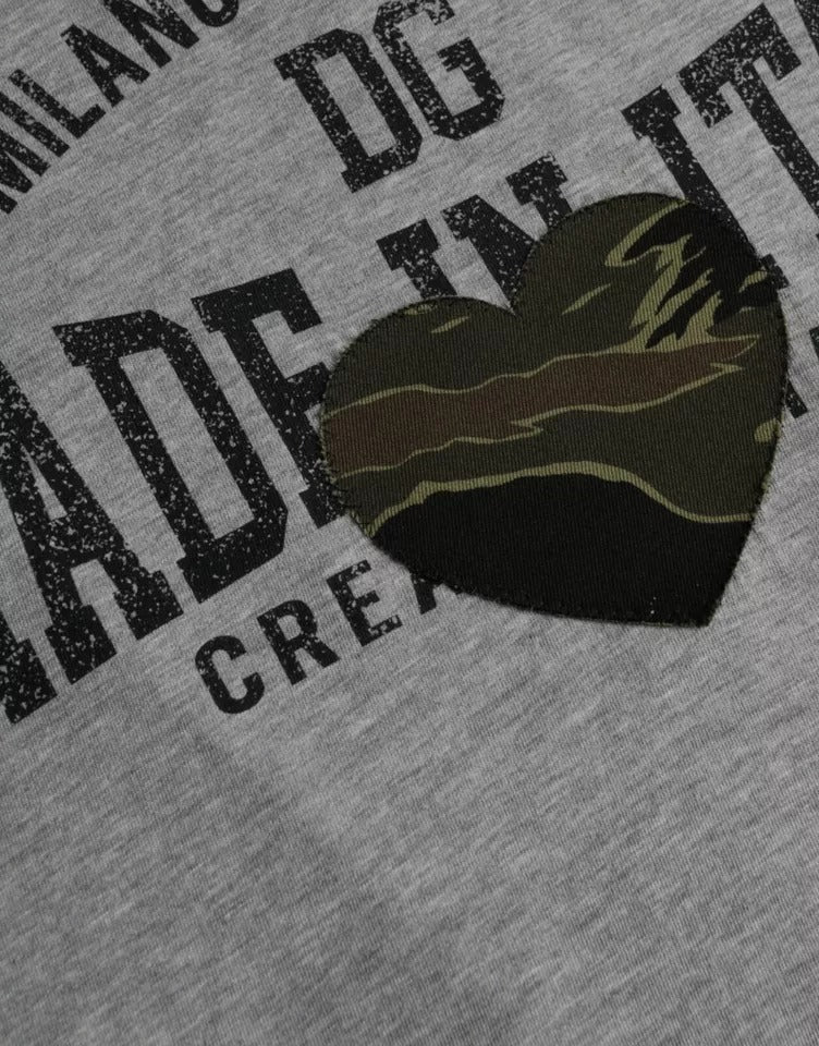 Dolce & Gabbana Grå Grafiskt Tryckt Bomulls-T-shirt Rund Halsad