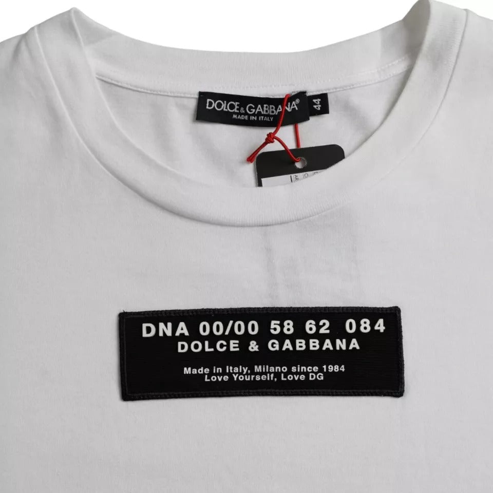 Dolce & Gabbana Vit Bomull DG Applikation Herr Casual T-shirt