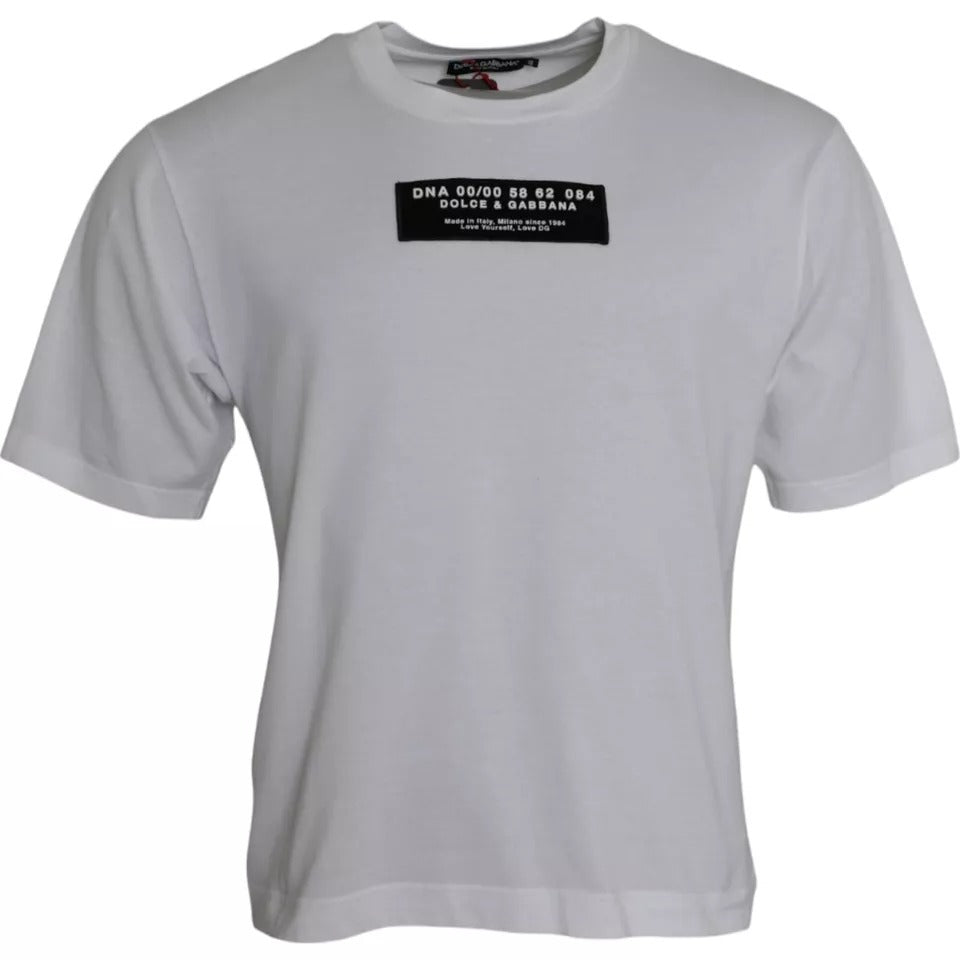 Dolce & Gabbana Vit Bomull DG Applikation Herr Casual T-shirt