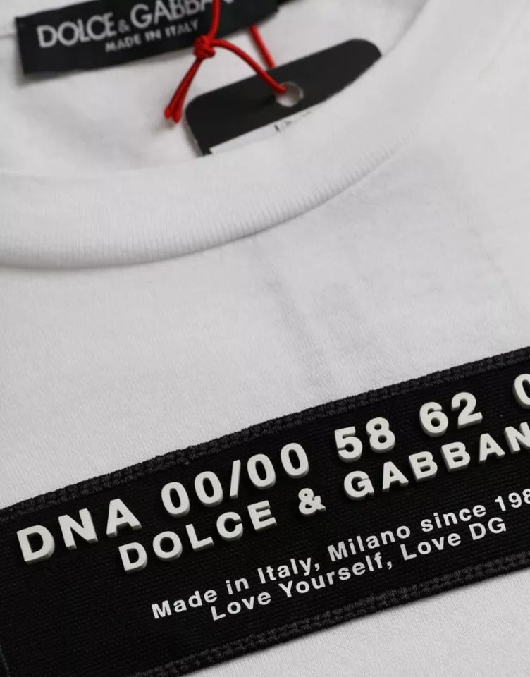 Dolce & Gabbana Vit Bomull DG Applikation Herr Casual T-shirt