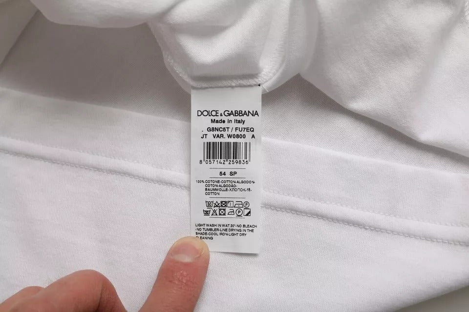 Dolce & Gabbana Vit bomulls-t-shirt med rund hals och kort ärm