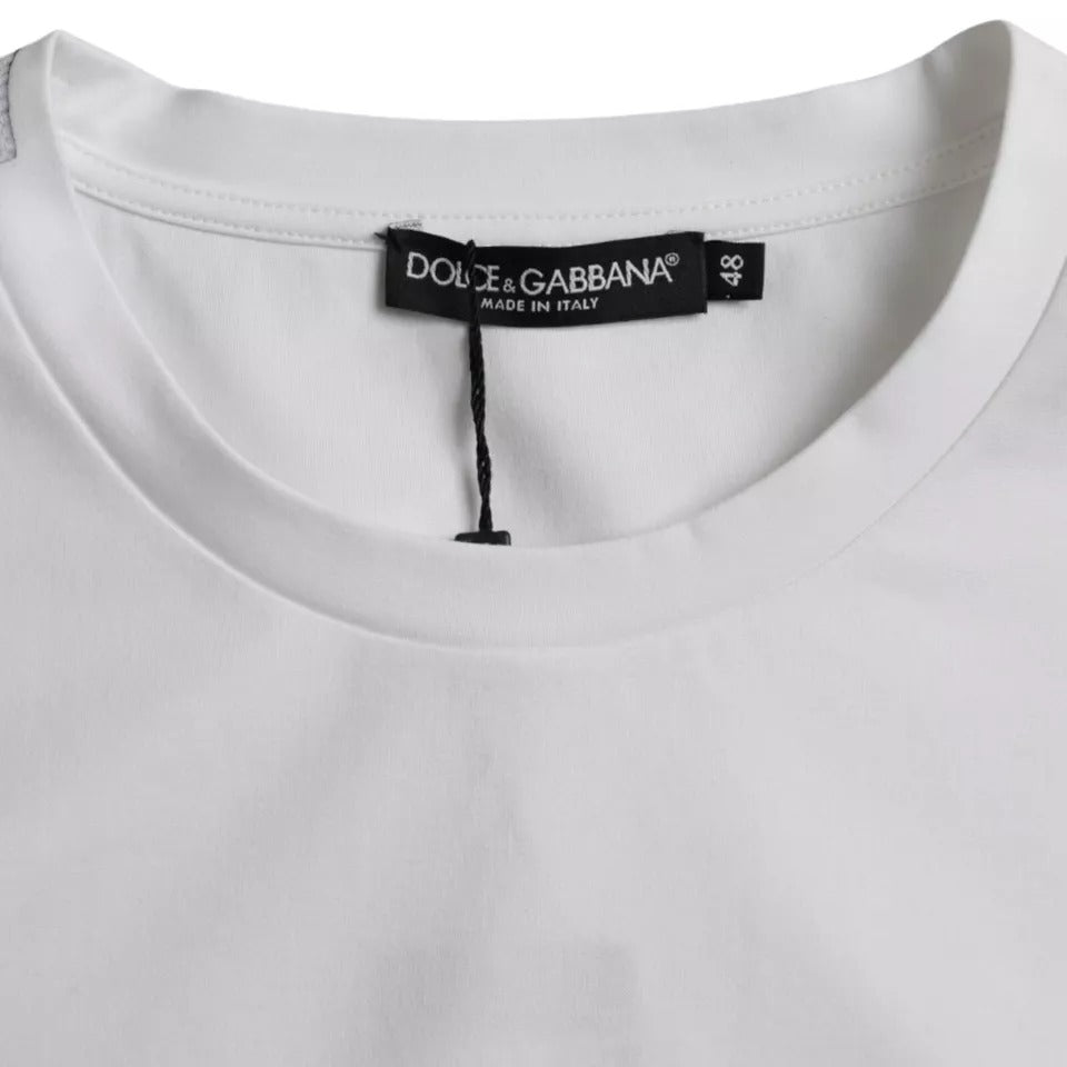 Dolce & Gabbana Vit bomulls-t-shirt med rund hals och kort ärm