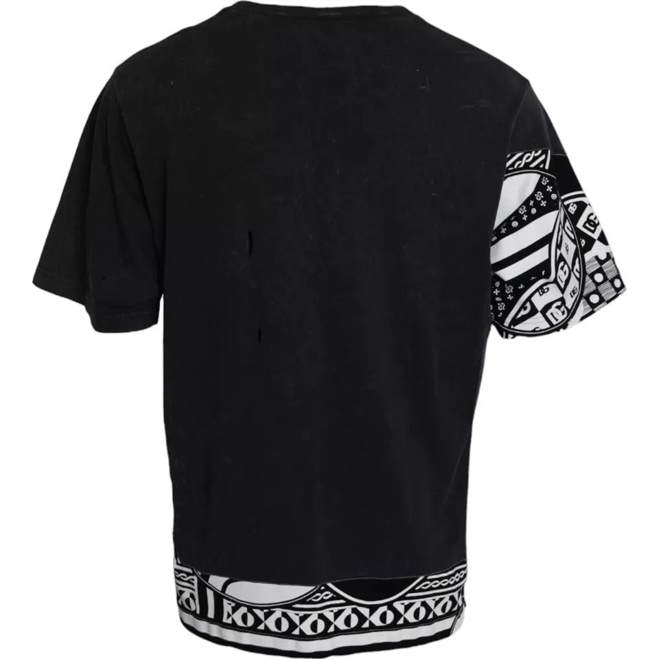 Dolce & Gabbana svart t-shirt med korta ärmar i bomull och grafiskt tryck