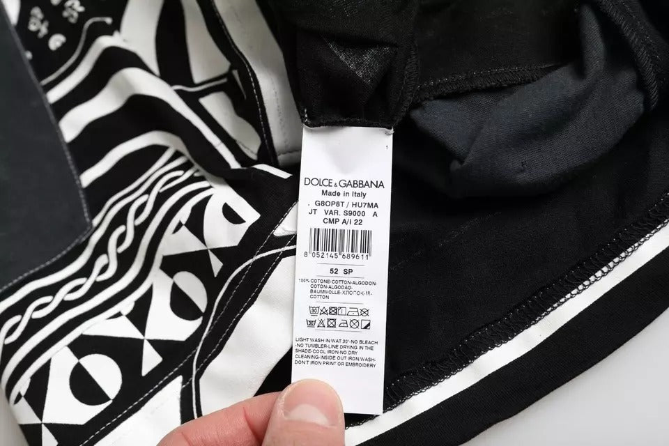 Dolce & Gabbana svart t-shirt med korta ärmar i bomull och grafiskt tryck