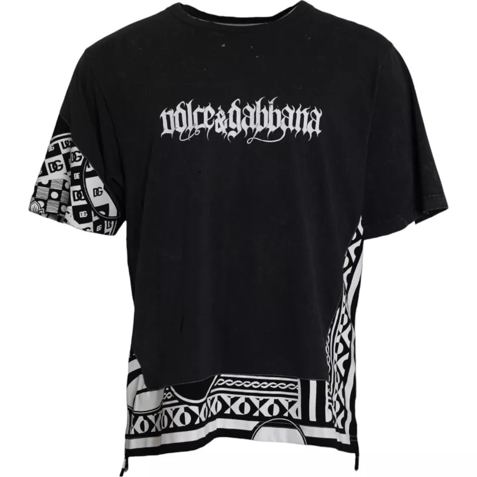 Dolce & Gabbana svart t-shirt med korta ärmar i bomull och grafiskt tryck