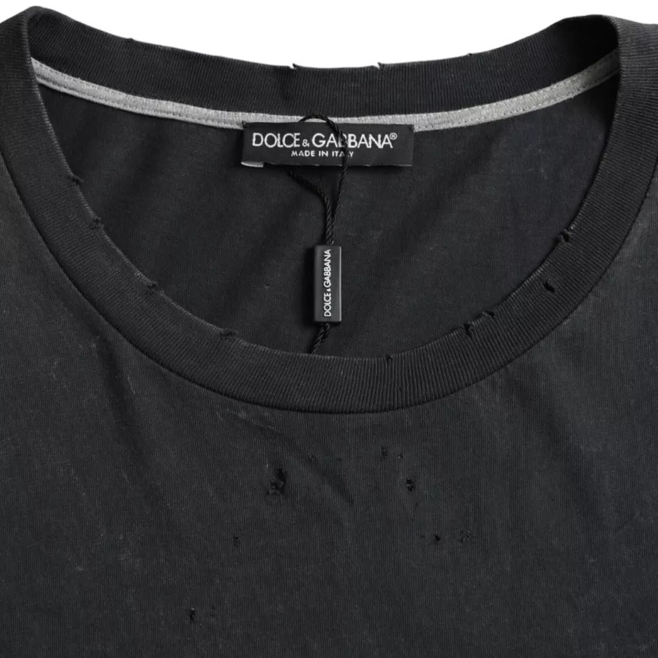 Dolce & Gabbana svart t-shirt med korta ärmar i bomull och grafiskt tryck