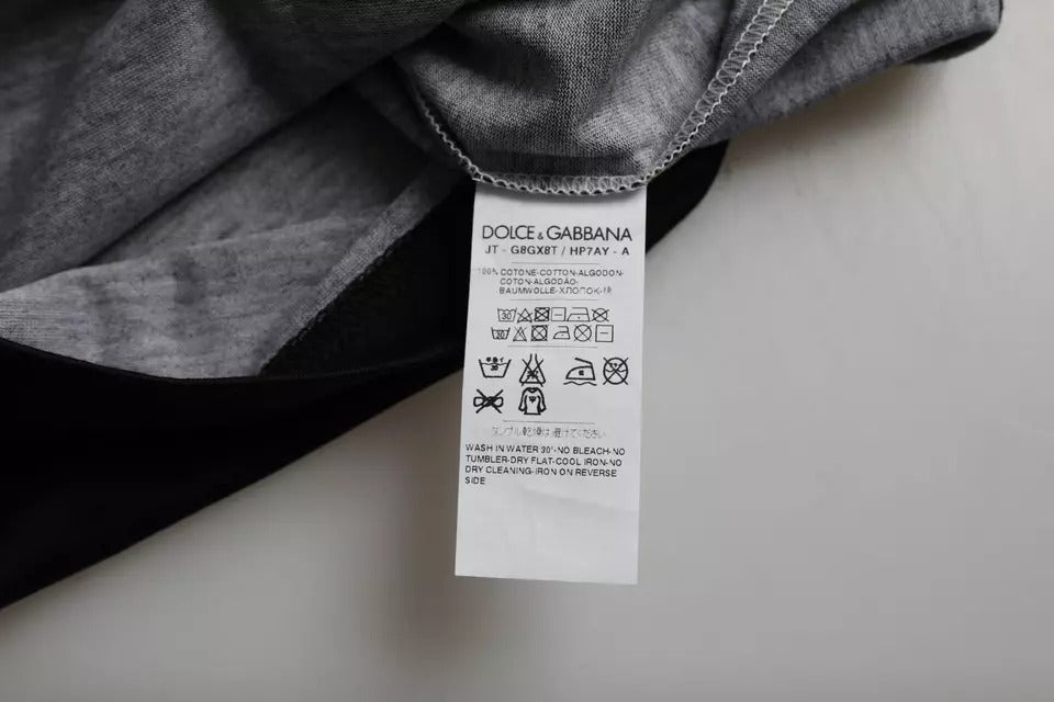 Dolce & Gabbana Svartvit Jazzmönstrad Bomulls-T-shirt med Korta Ärmar