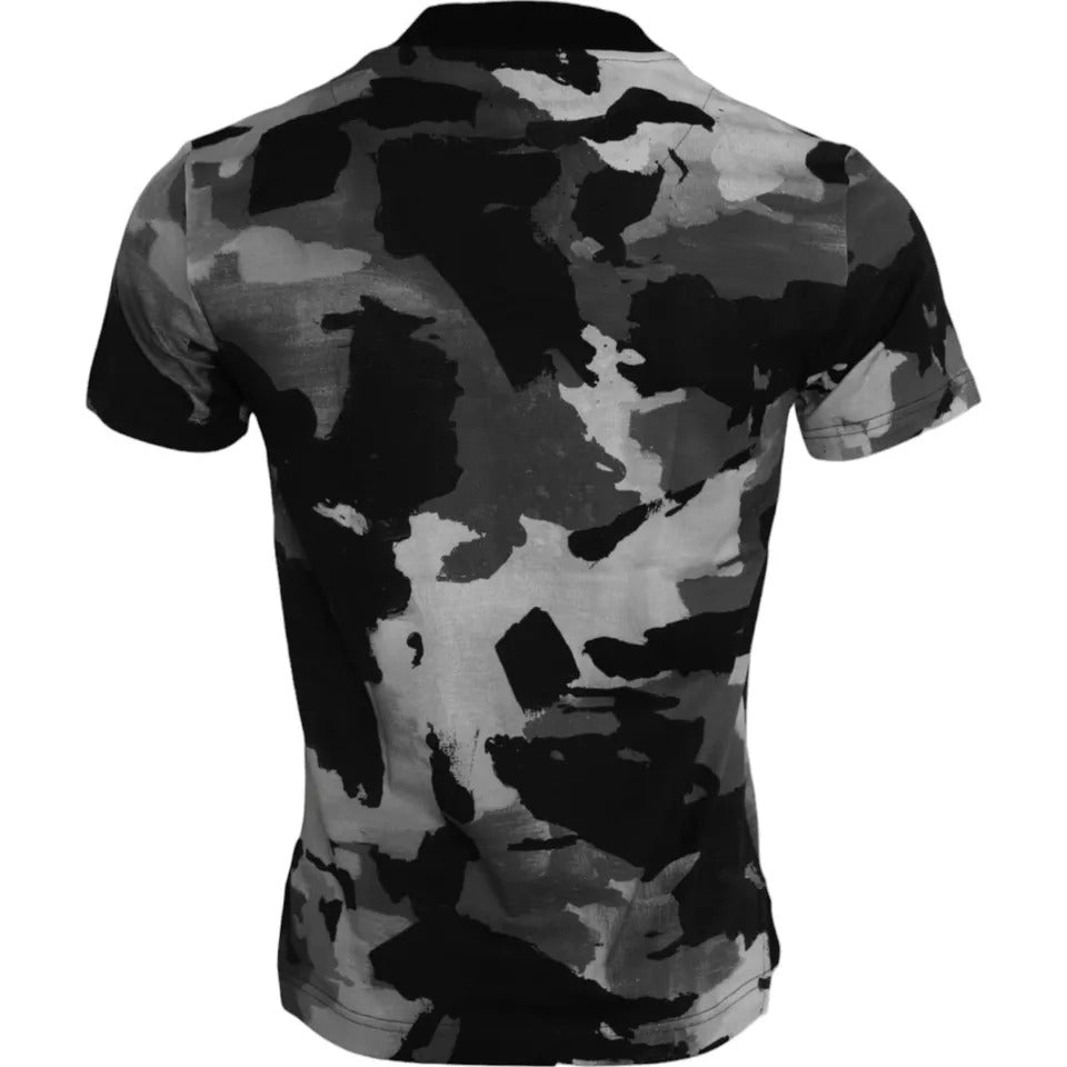 Dolce & Gabbana Flerfärgad Kamouflage Bomulls-T-shirt med Rund Halsringning