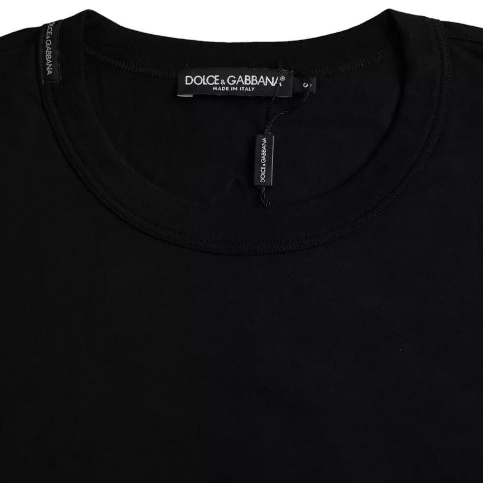 Dolce & Gabbana svart t-shirt med rund hals och präglad logotyp